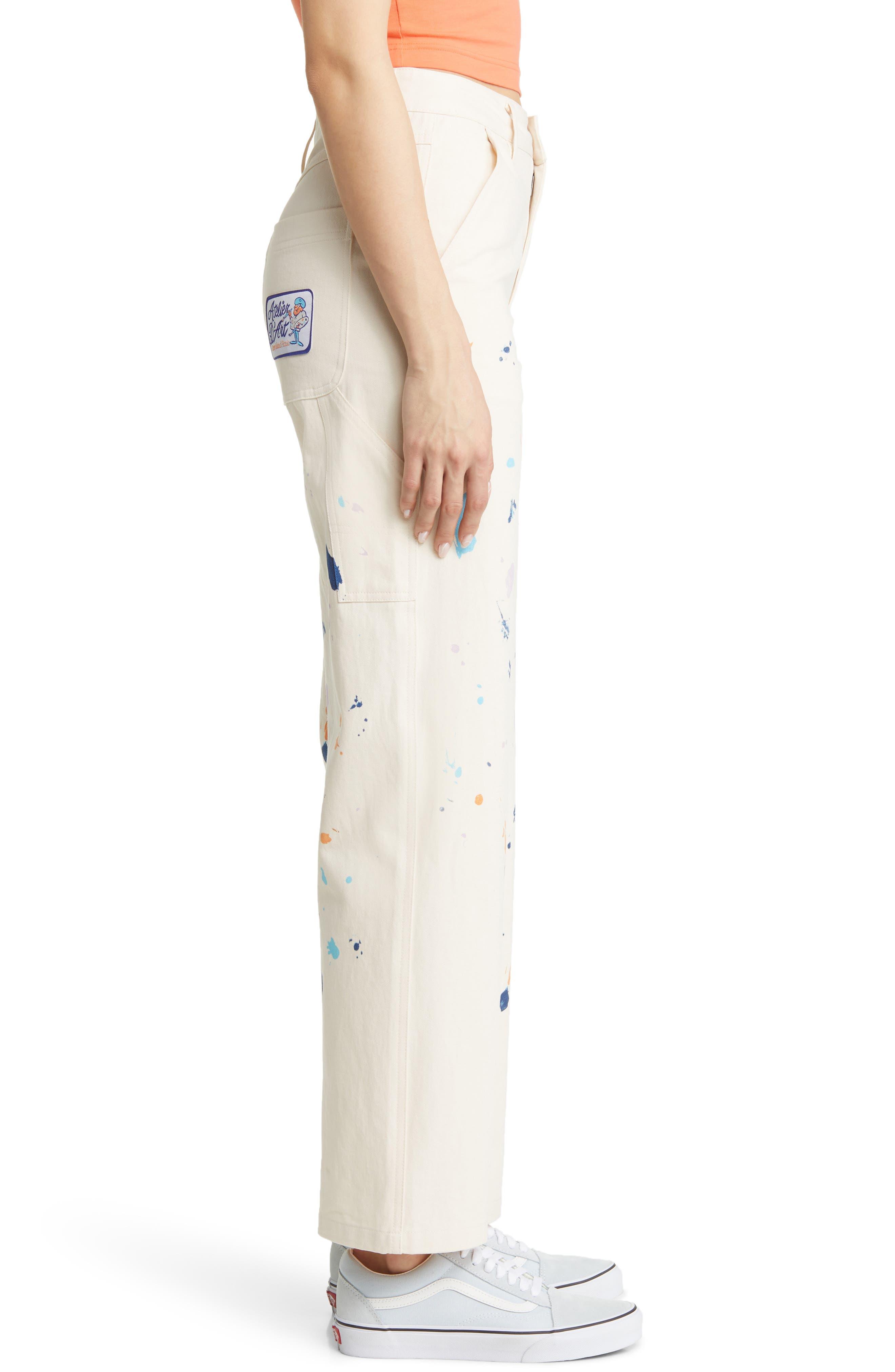 White embroidered pants by D'ART STUDIO