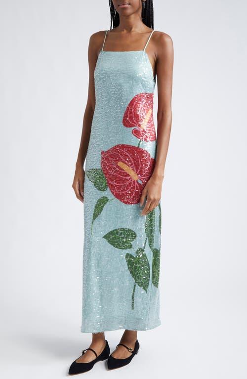 anthurium flowers blue slip maxi dress Farm Rio Women's Anthurium Flowers Slip Maxi Dress – Saint Bernard main image 1