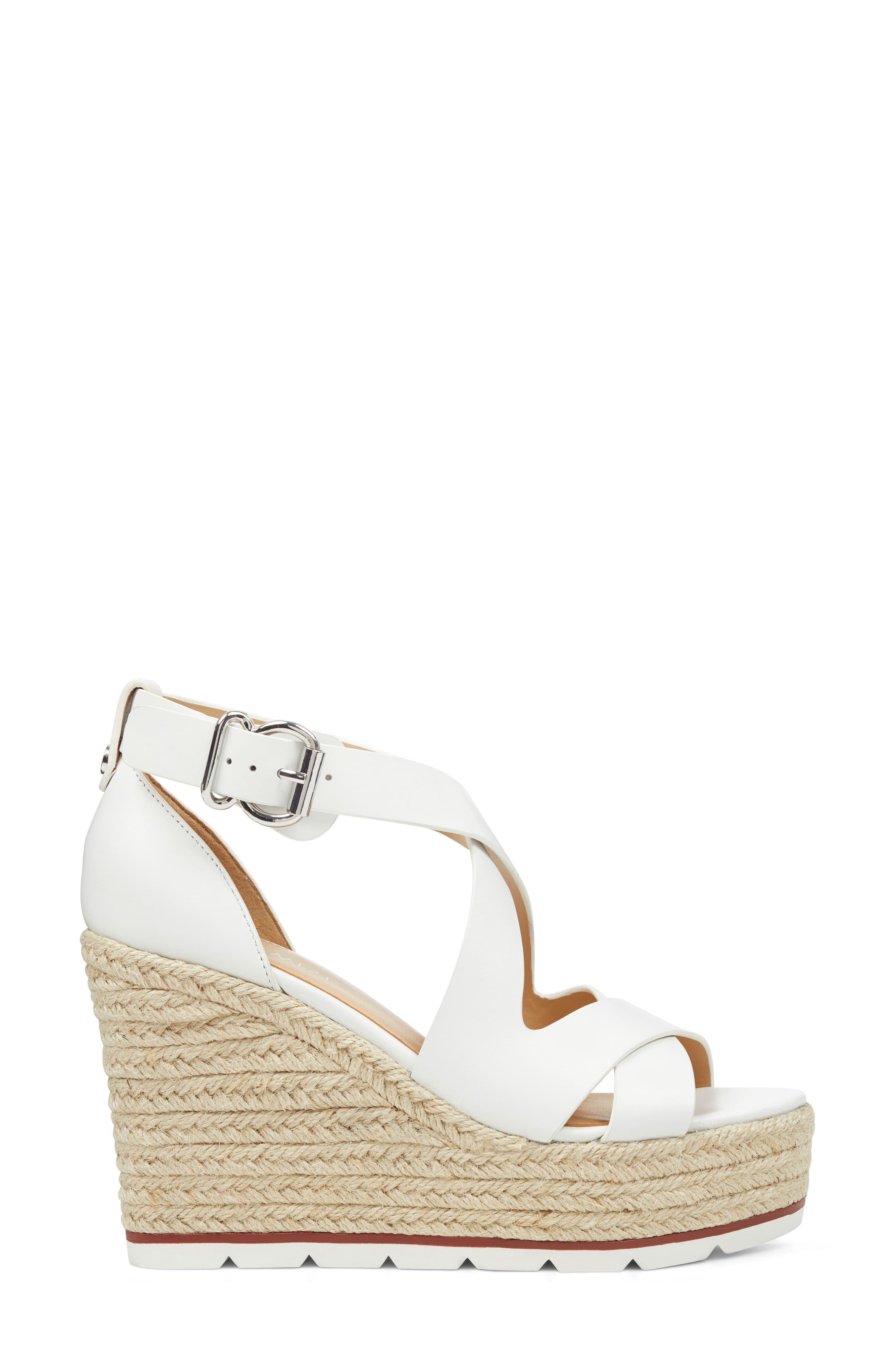 Nine West Laila Espadrille Wedge Sandal in White Leather (White) - Lyst