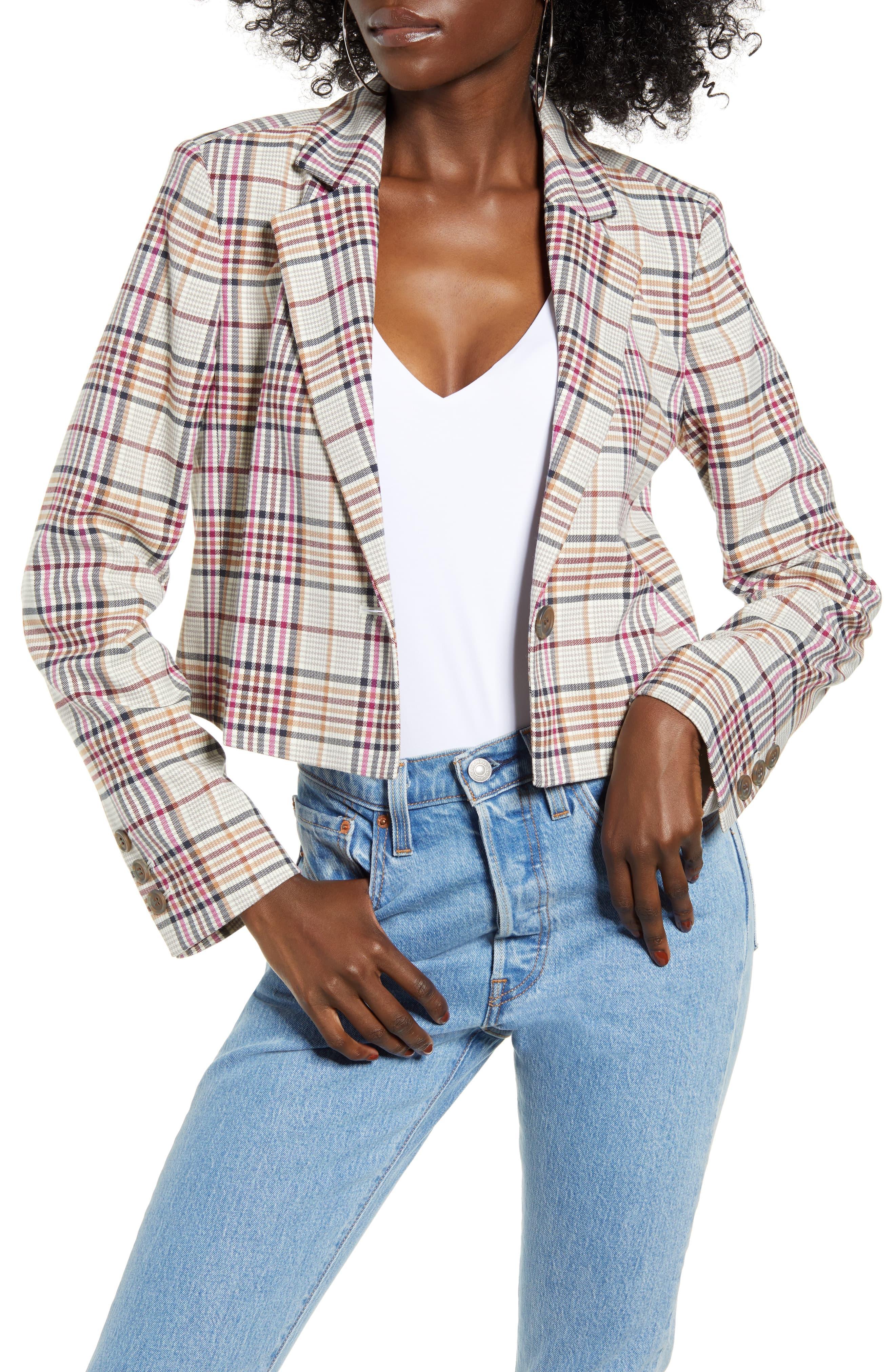Leith Plaid Crop Jacket Lyst