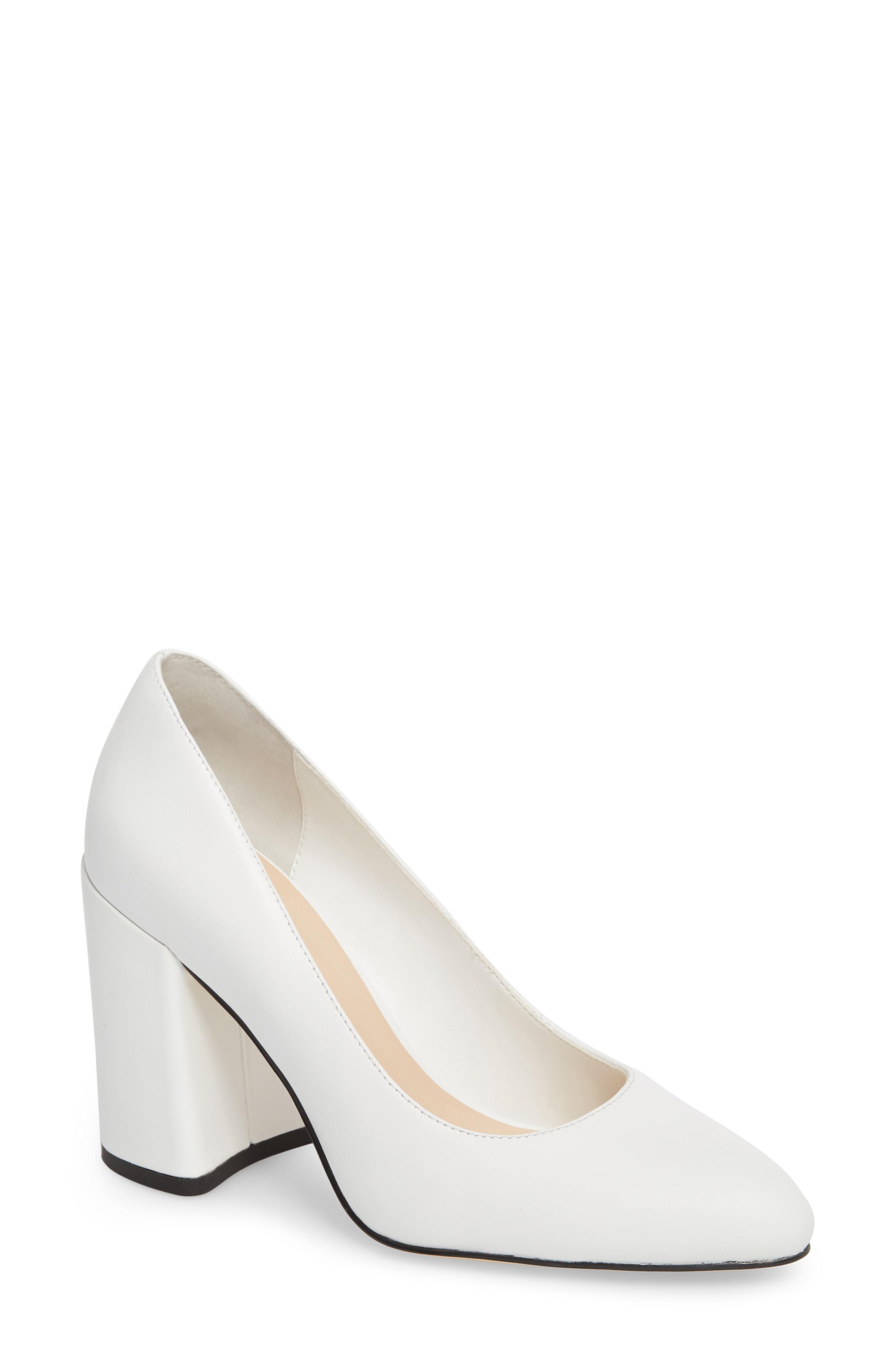 white heels block heel
