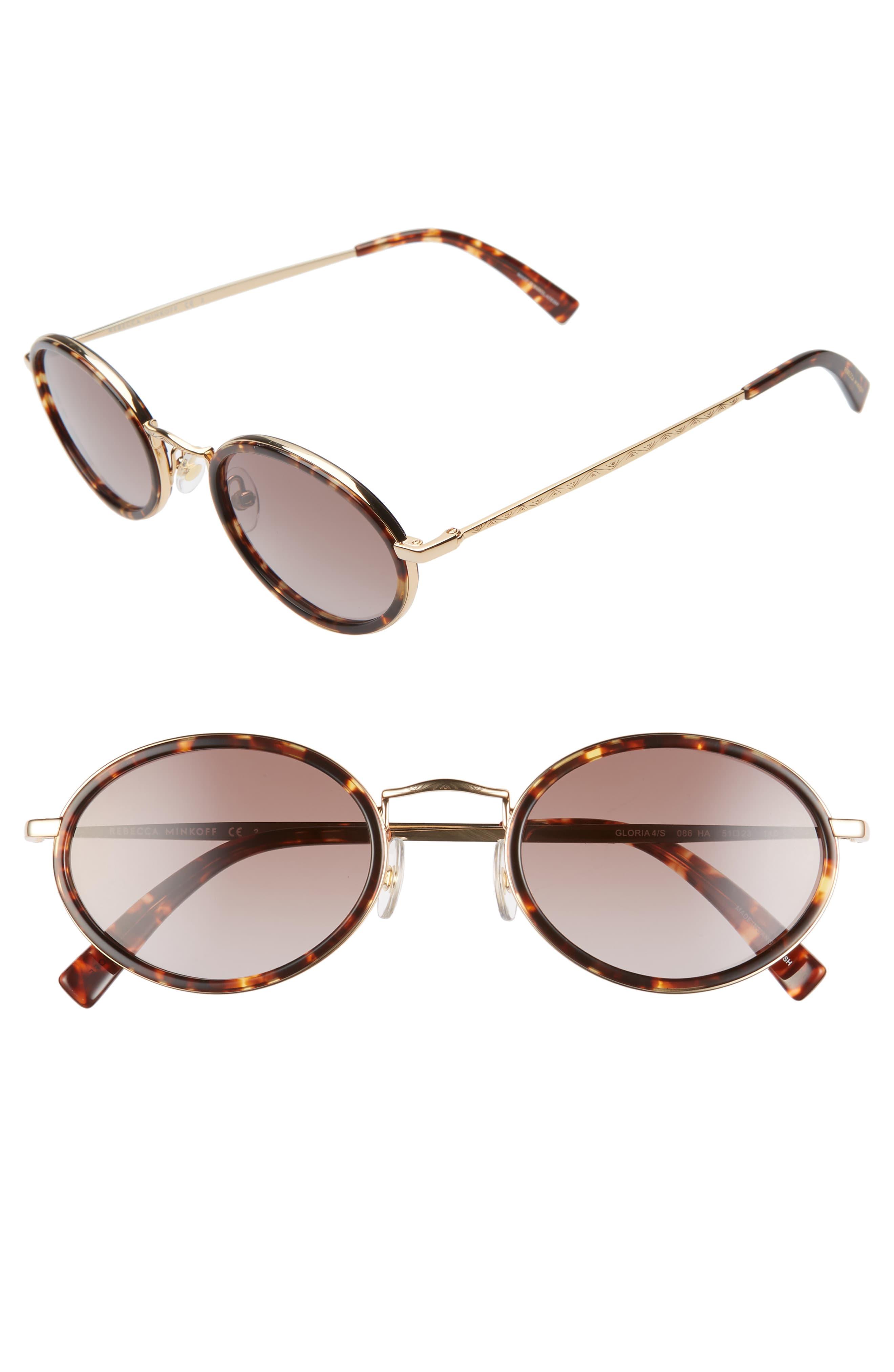 Rebecca Minkoff Gloria4 51mm Round Sunglasses Dark Havana/ Brown
