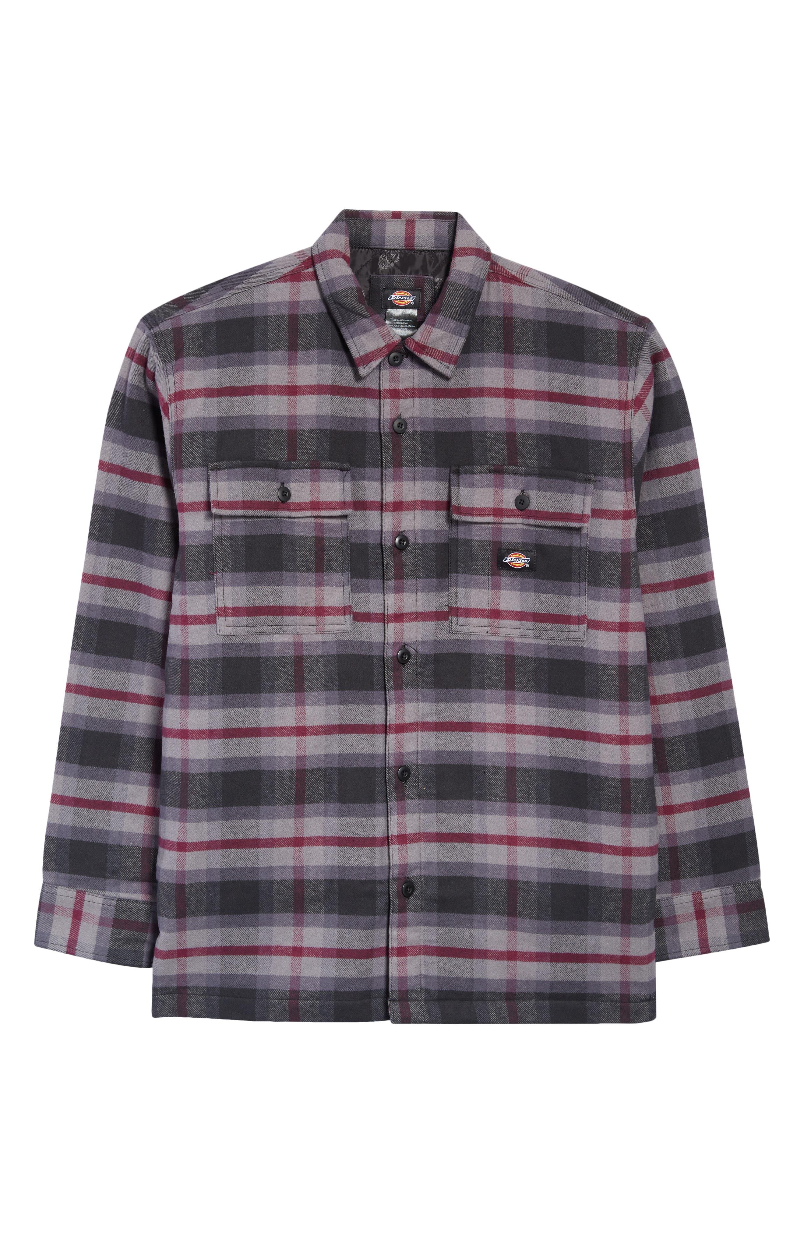 Dickies Plaid Flannel Shirt Jacket With Quilted Lining in Gray for Men