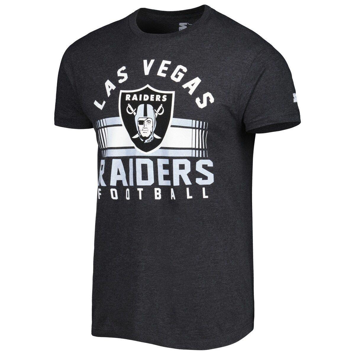 Men's Las Vegas Raiders Starter Silver/Black Throwback League Raglan Long  Sleeve Tri-Blend T-Shirt