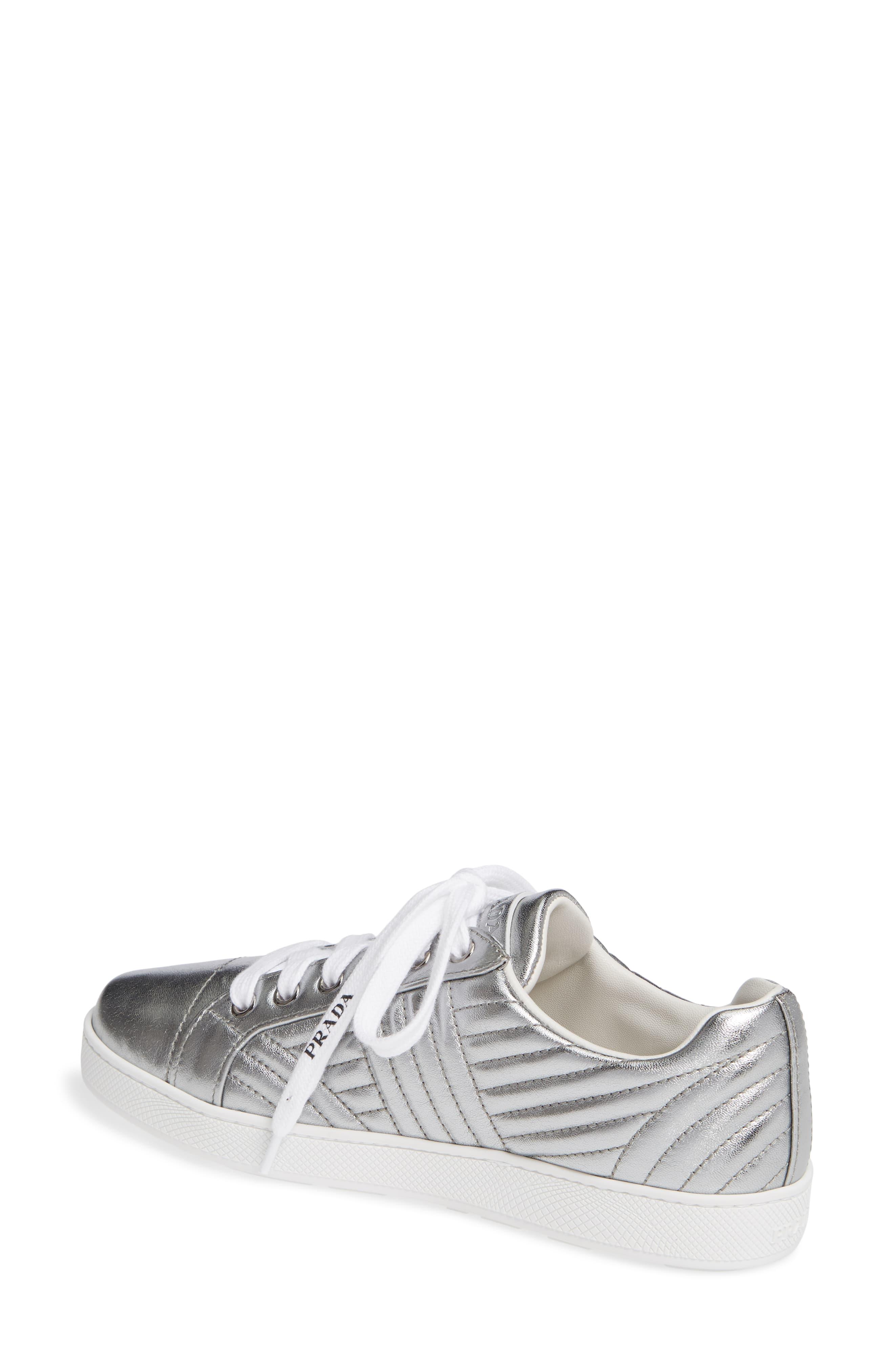Prada Quilted Leather Sneaker in White - Lyst