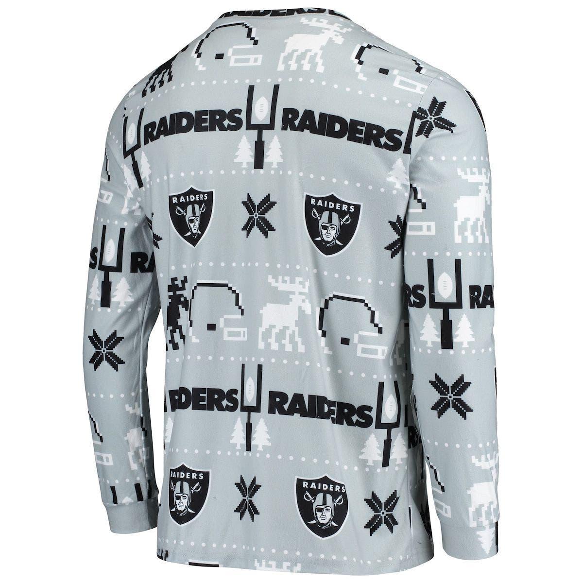 Women's FOCO White/Black Las Vegas Raiders Ugly V-Neck Pullover Sweater