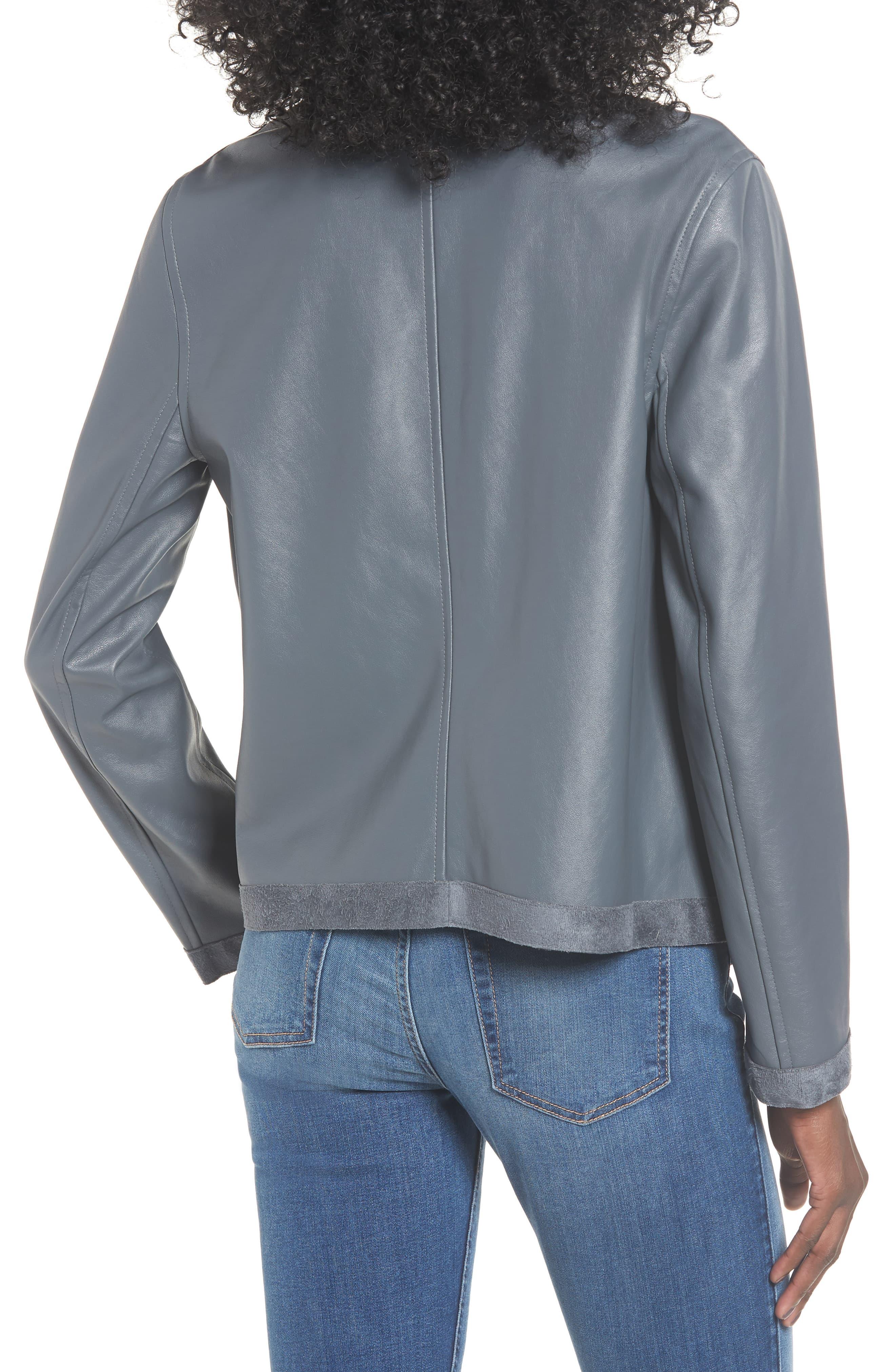 Bb Dakota Teagan Reversible Faux Leather Drape Front Jacket In
