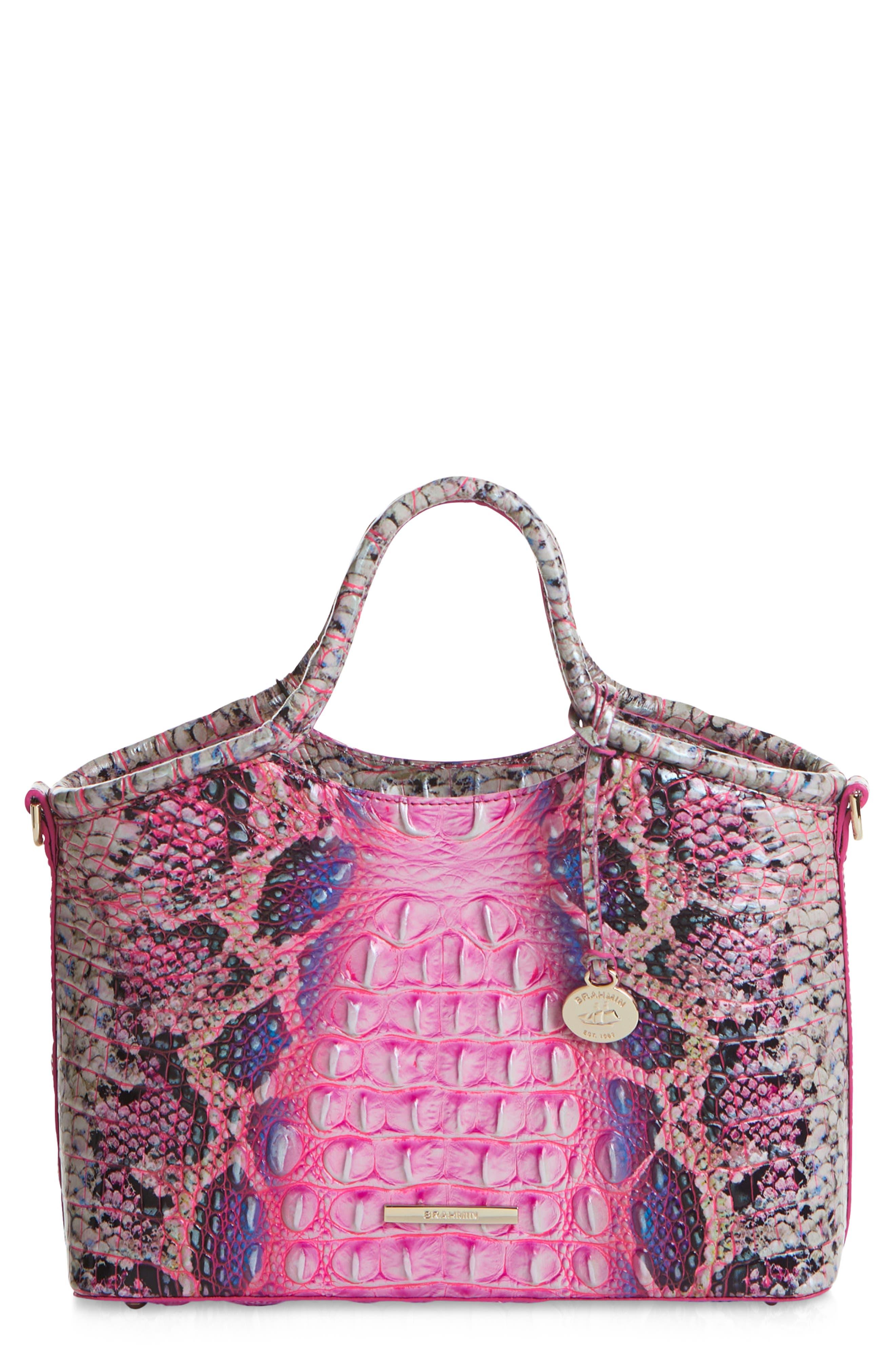 Brahmin Small Elaine Croc Embossed Leather Satchel in Purple Lyst