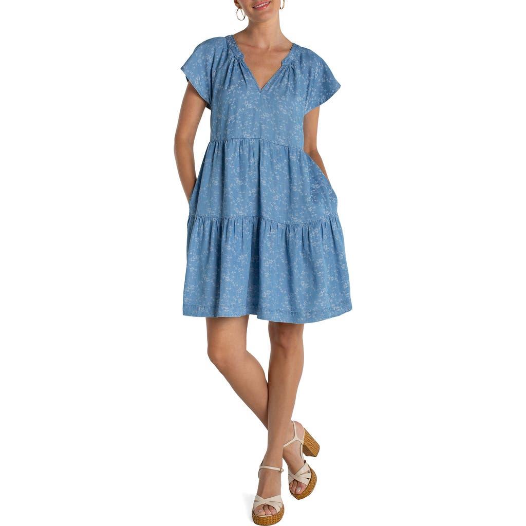 babydoll long sleeve dress Feeling Joyful Navy Floral Bow Tie Ruffle Medium Color:Multi Size Small Windsor Savannah Formal Crepe women's club & night out dresses
