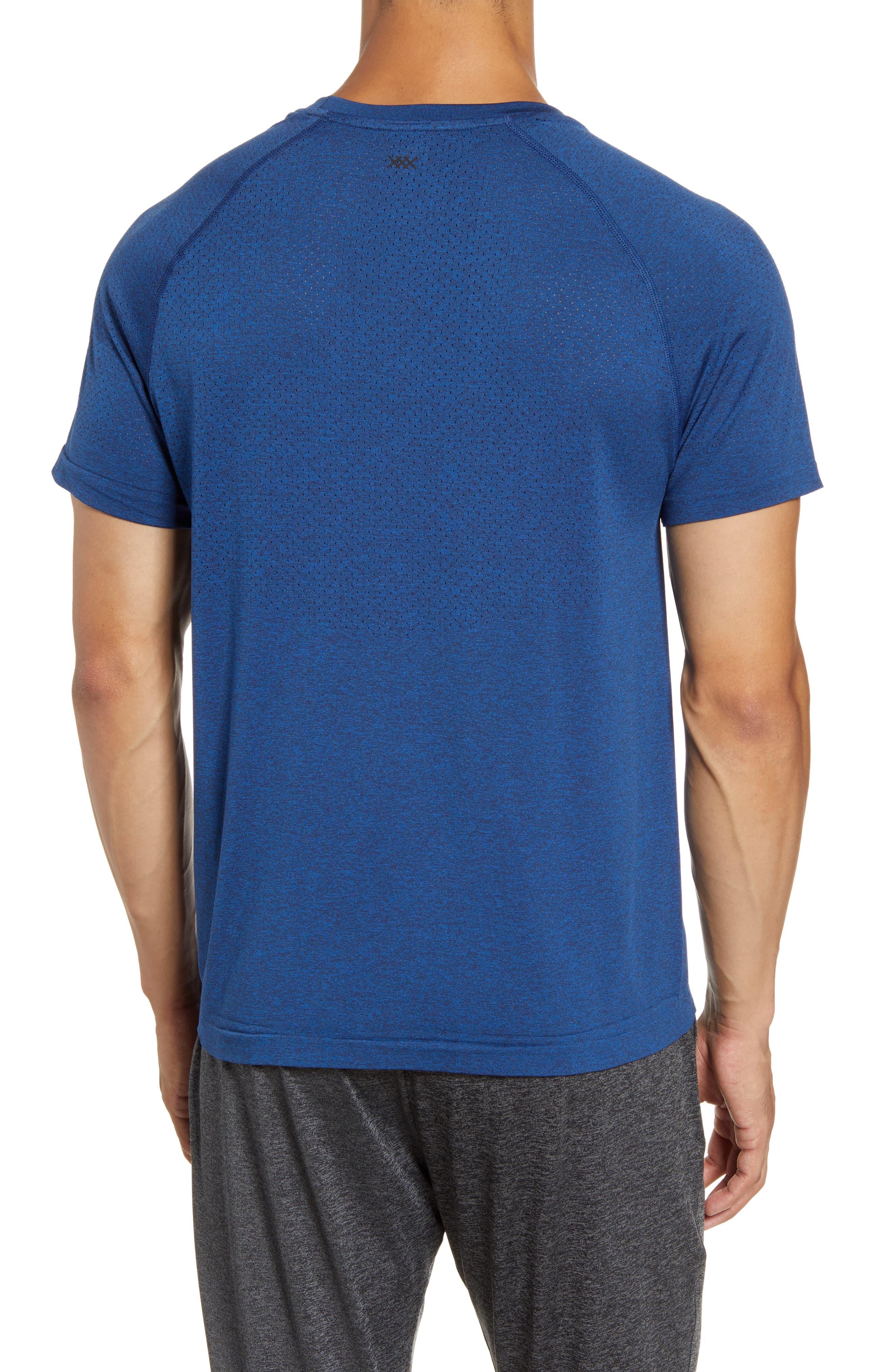 Rhone Reign Tech Perforated Yoke Training Tshirt in Navy Heather (Blue