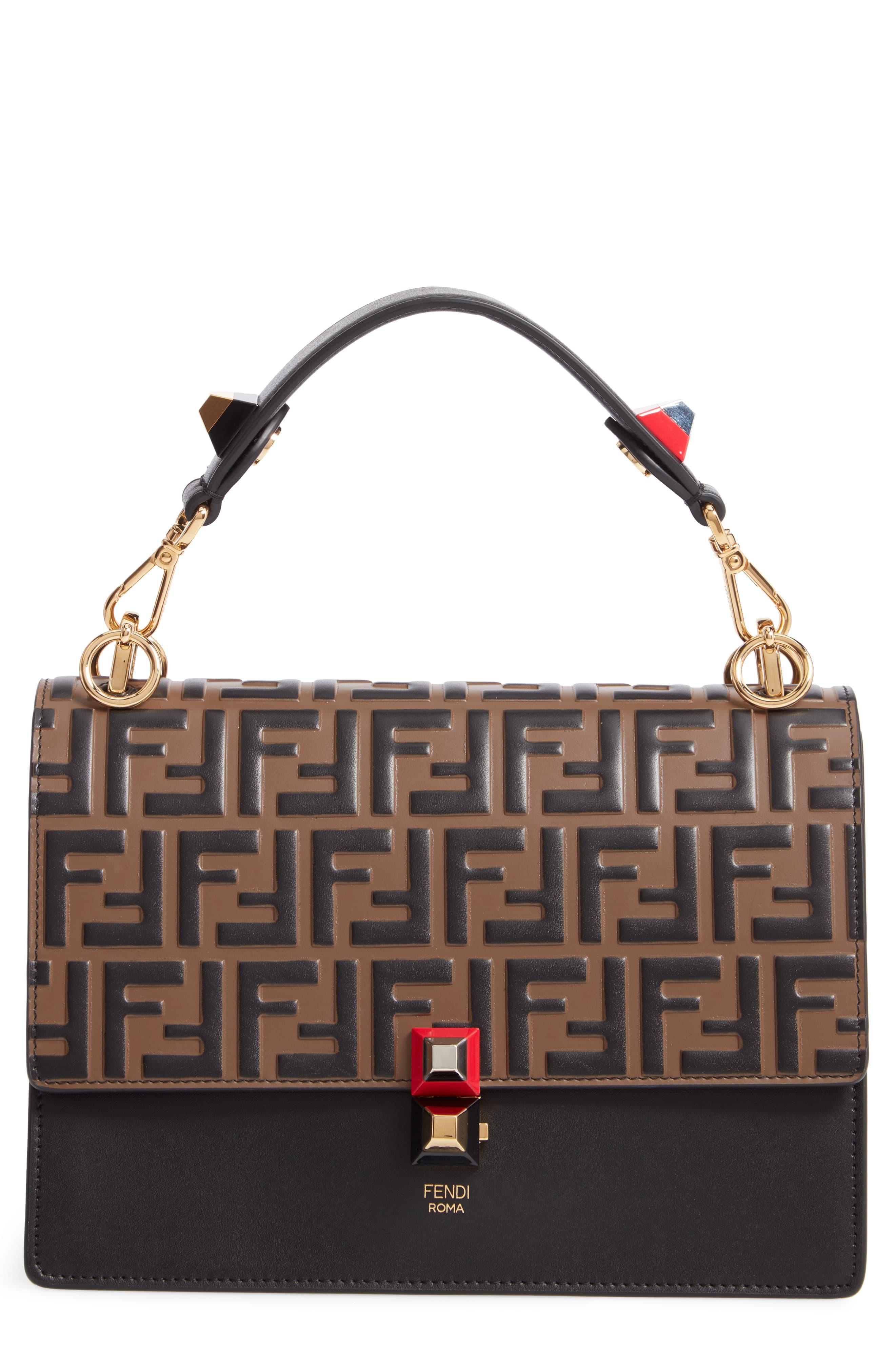 fendi kan i leather shoulder bag