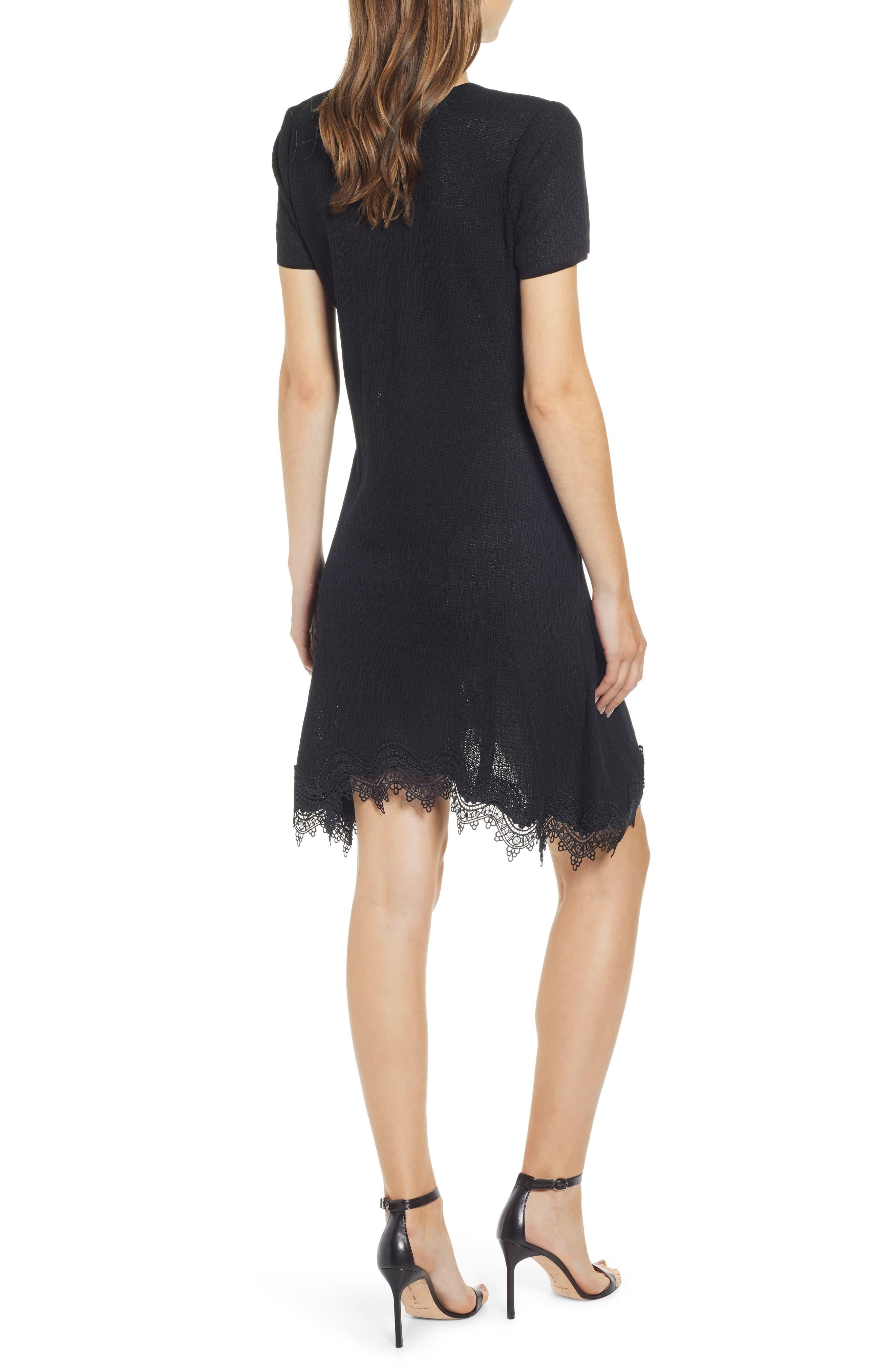 Ming Wang Mang Wang Lace Hem Knit Dress in Black Lyst