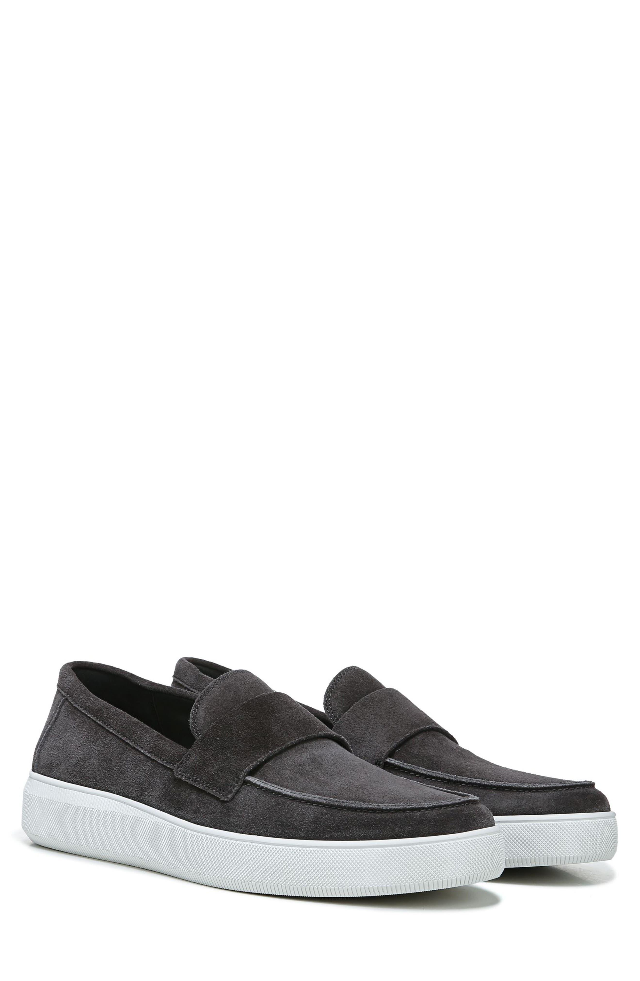 Black Mens Slip-On Sneakers in Suede