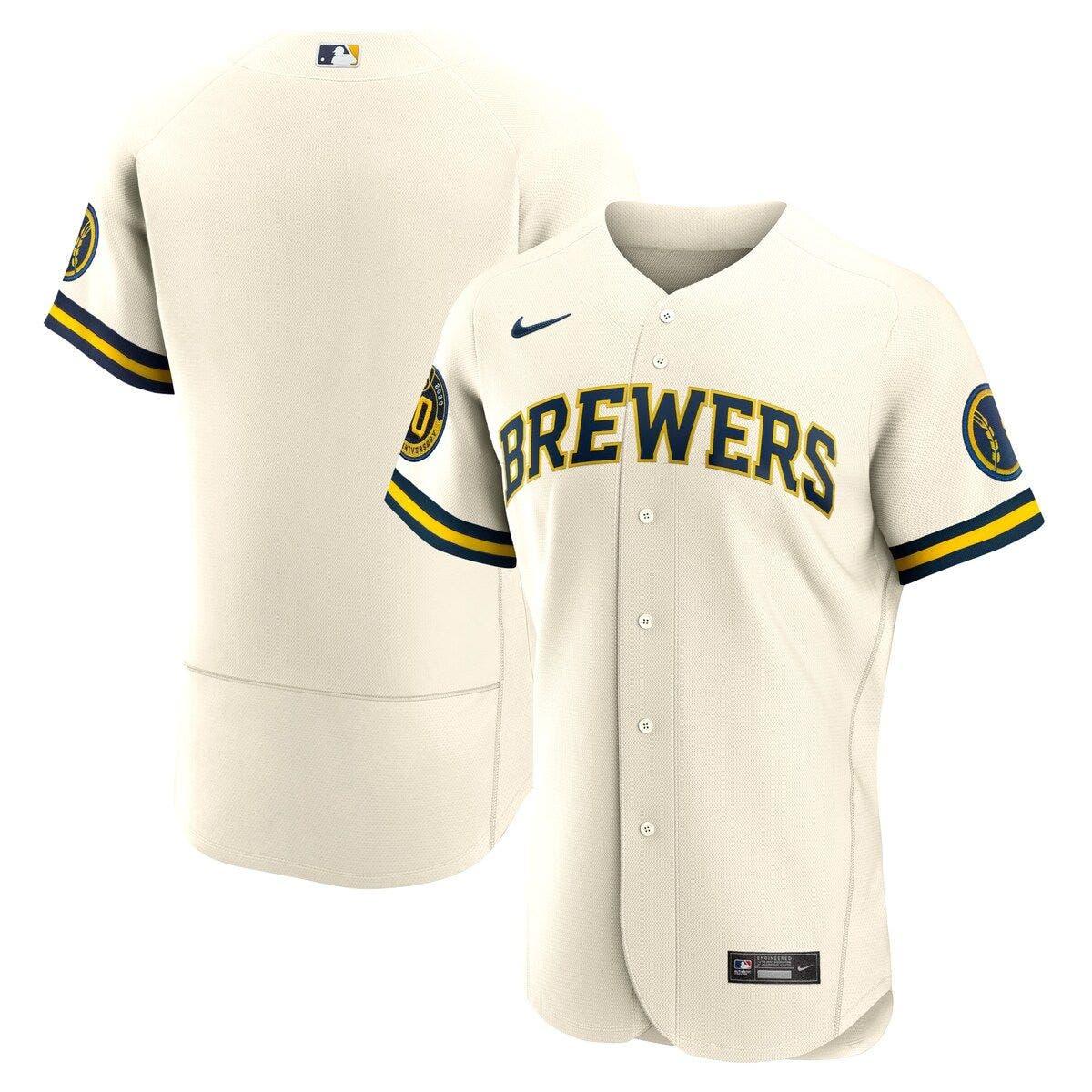 Men's Nike Powder Blue Milwaukee Brewers Road Cooperstown Collection Team  Jersey