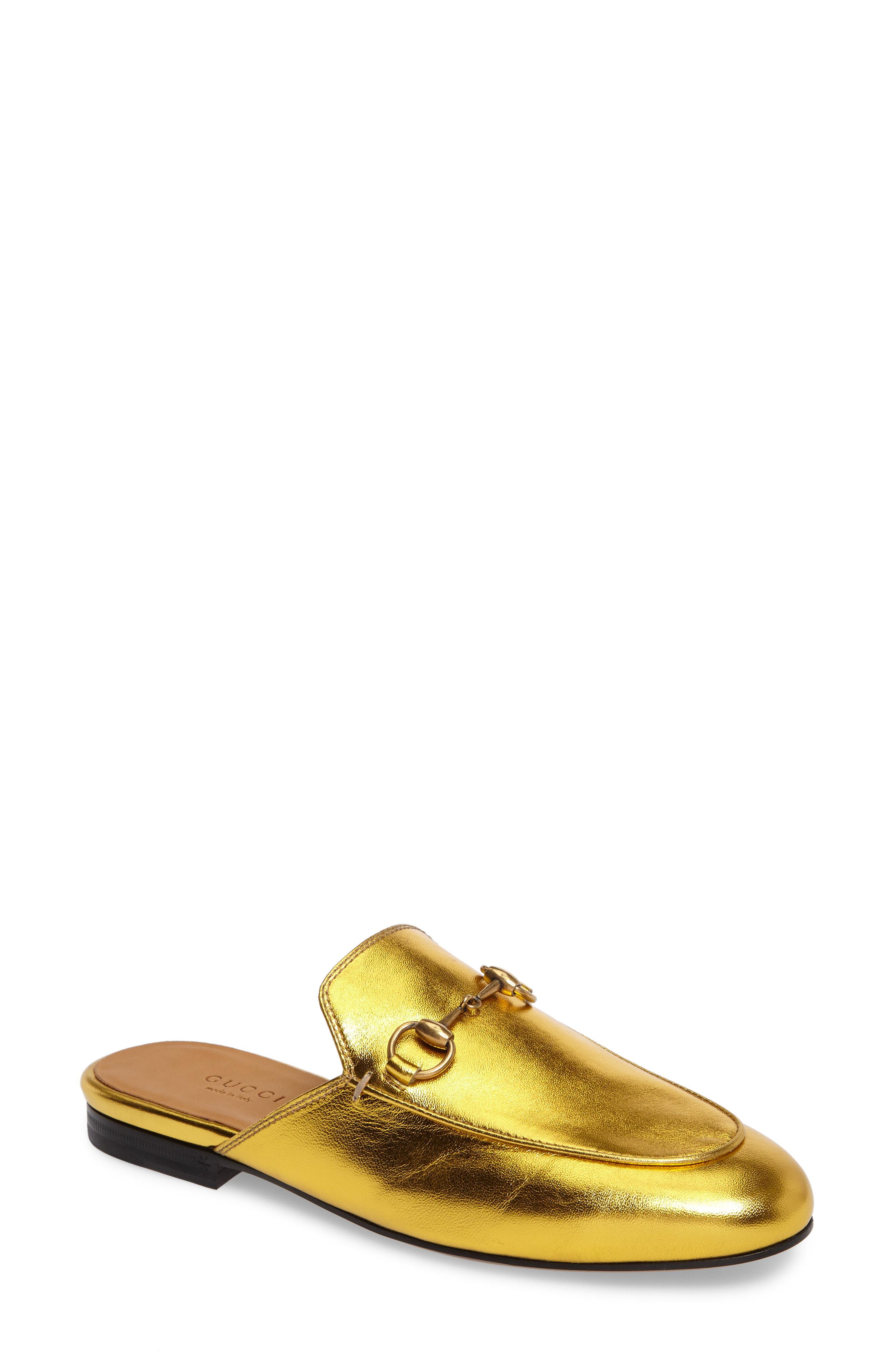 gucci gold princetown loafers