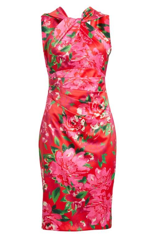 eliza j red floral dress Eliza J Floral Print Belted Midi Dress with Pockets at Von Maur