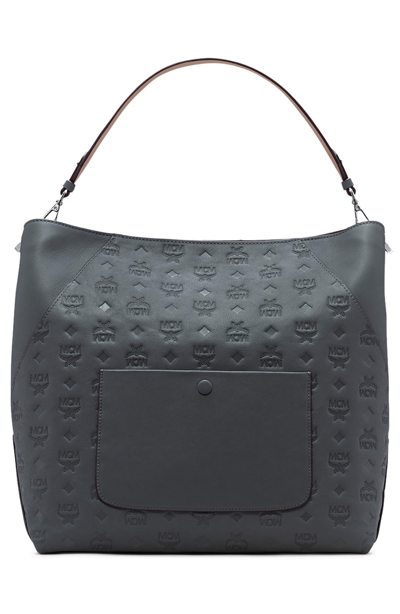 MCM Large Klara Leather Hobo Bag In Urban Taupe At Nordstrom Rack in Black