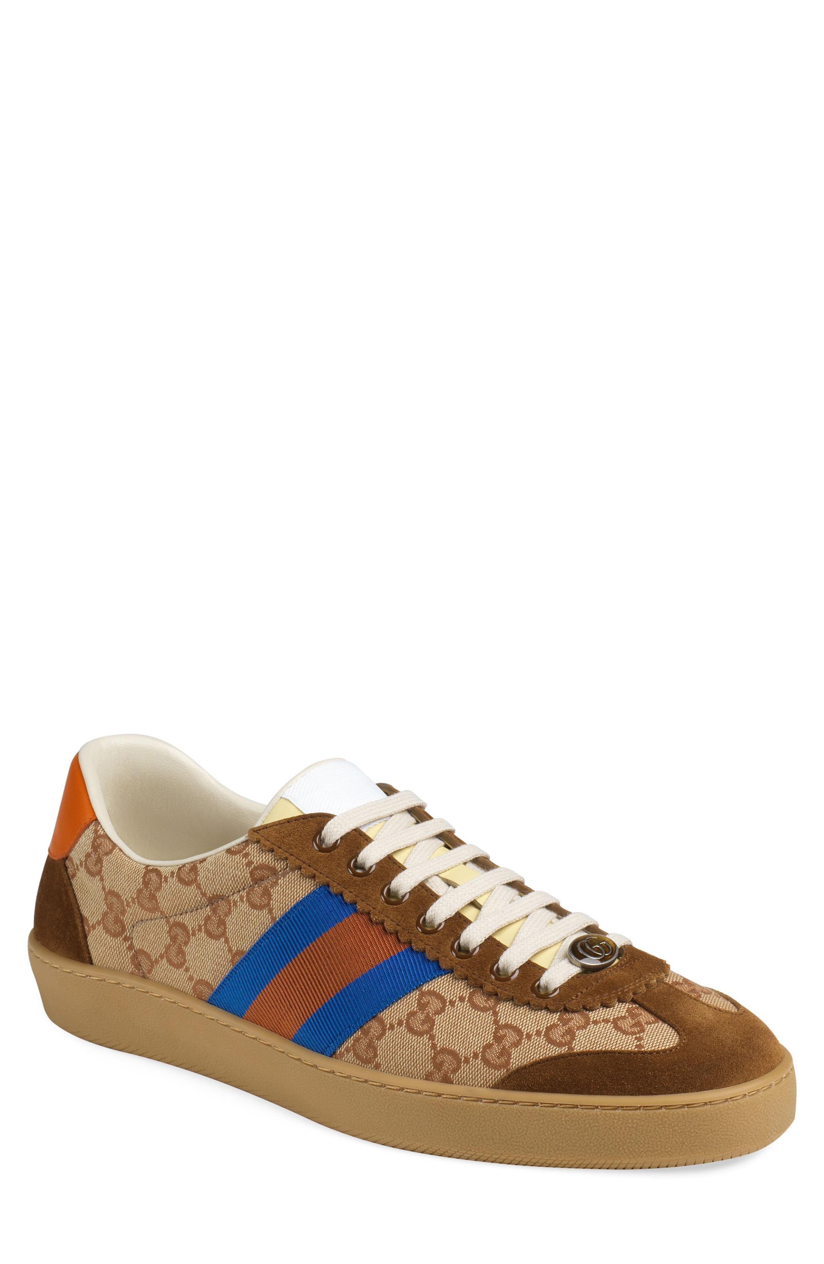 Gucci Brown, Orange And Blue Original GG And Suede Web Sneakers for Men ...