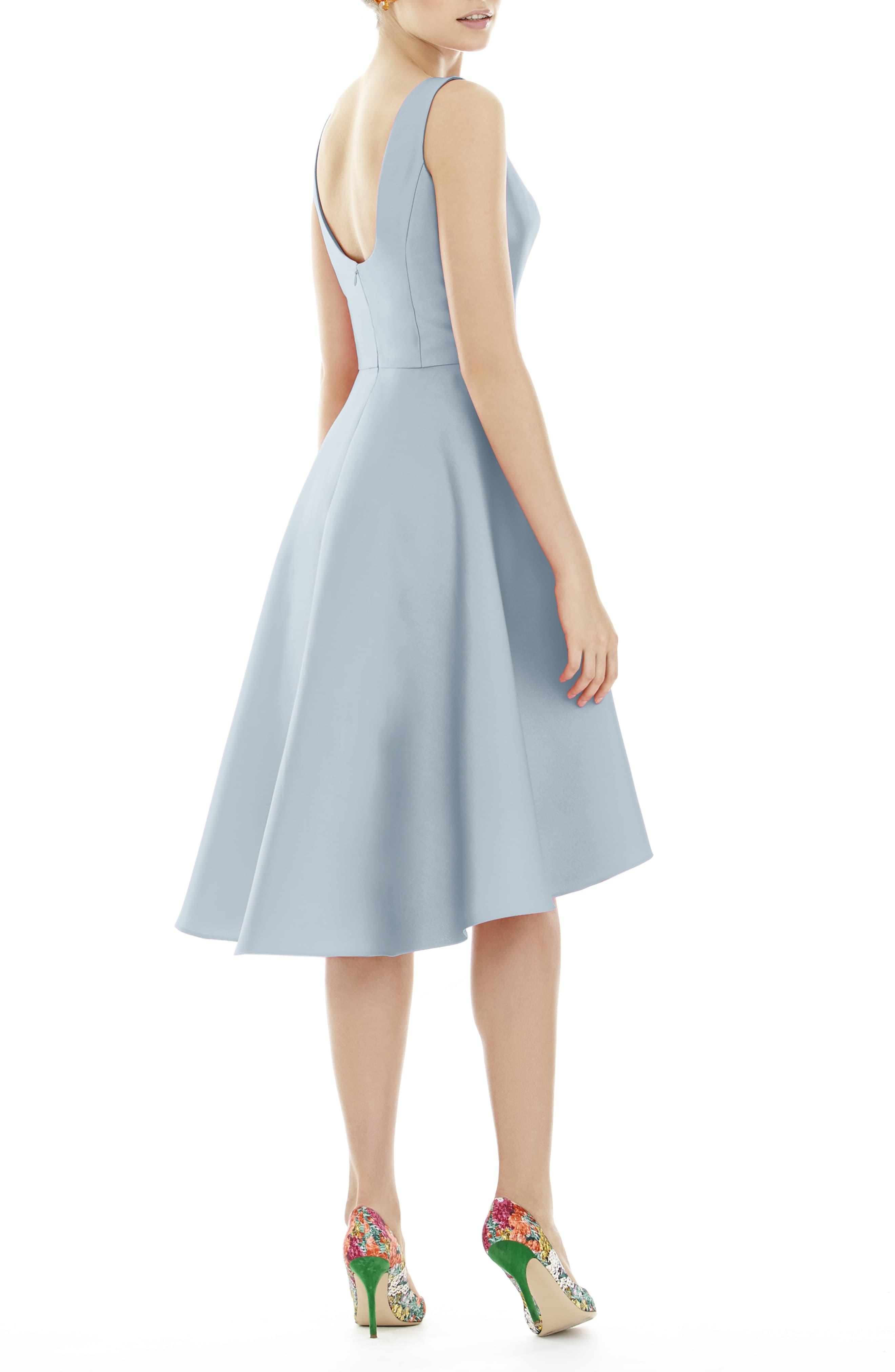alfred sung high low satin twill cocktail dress