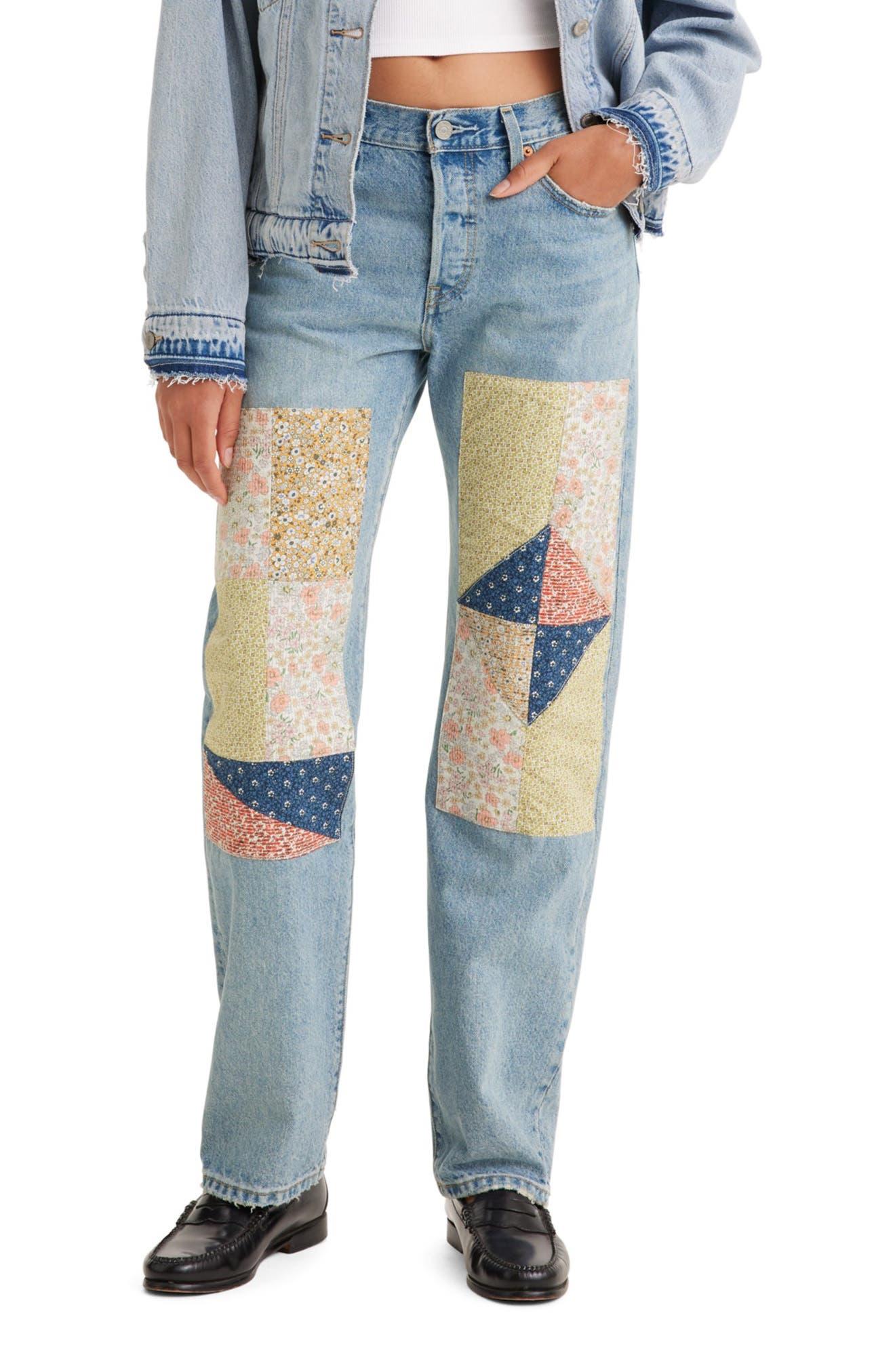 Levi's 501® '90s Straight Leg Patchwork Jeans in Blue | Lyst