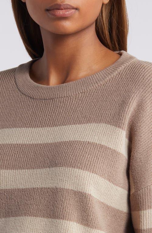 Halogen Stripe Crewneck Sweater in Natural Lyst