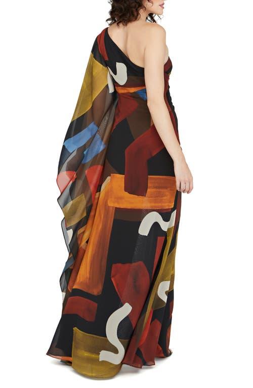 sachin and babi light blue dress Dolce & Gabbana Zebra-Print One-Shoulder Chiffon Gown