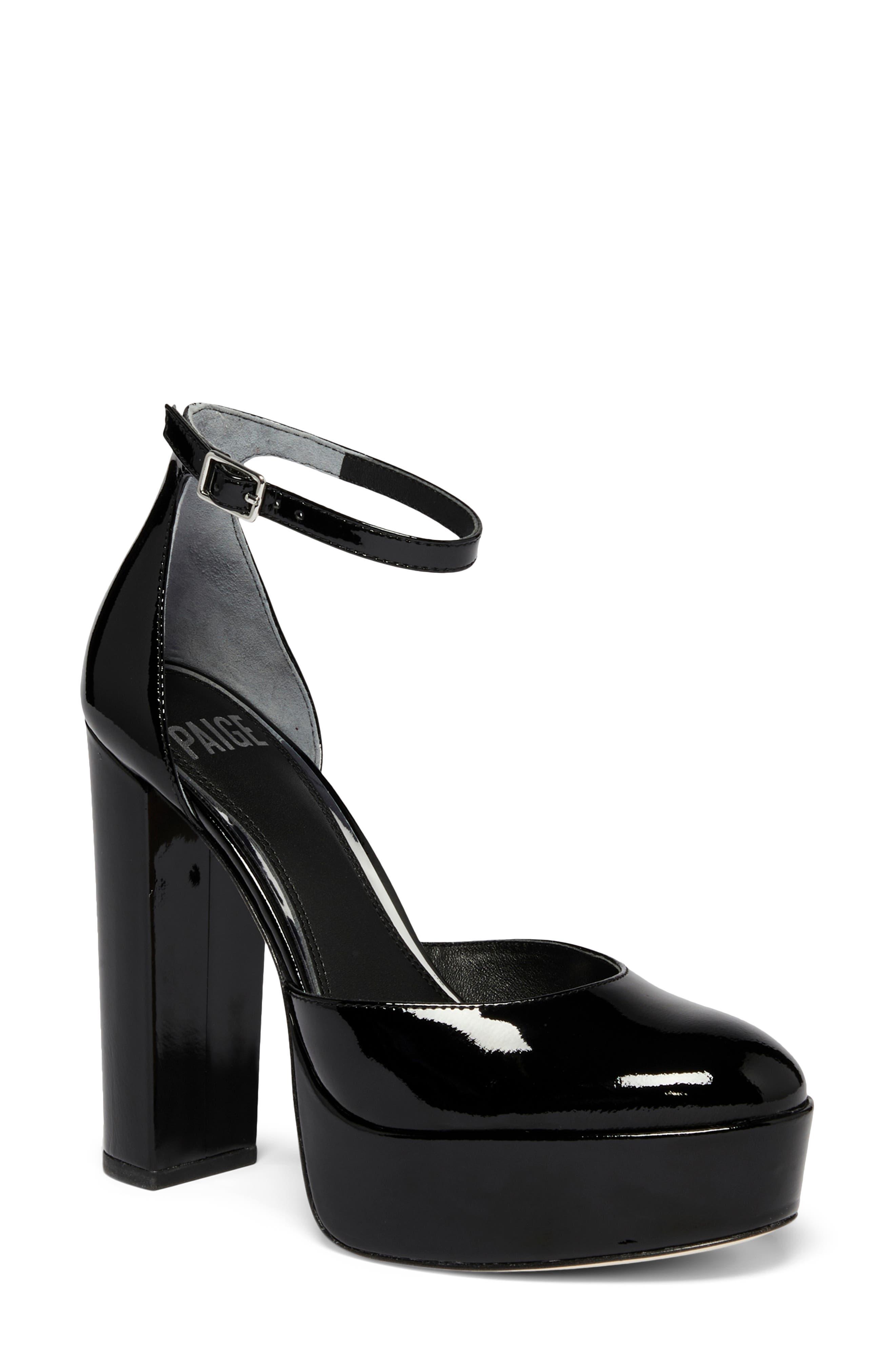 PAIGE Molly Ankle Strap Platform Pump in Black Lyst