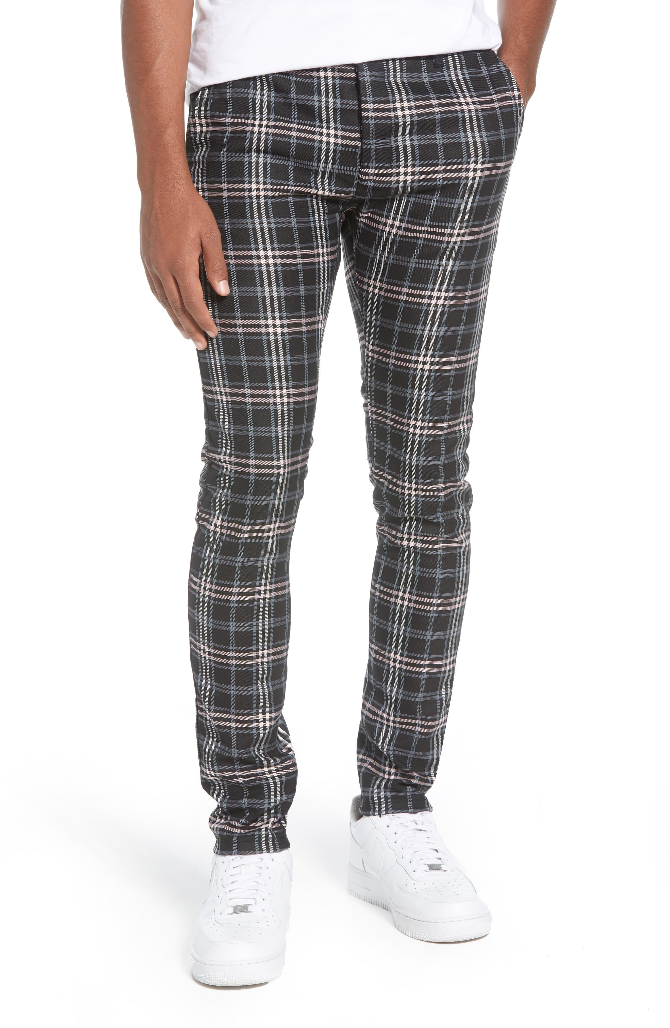 black and grey plaid pants