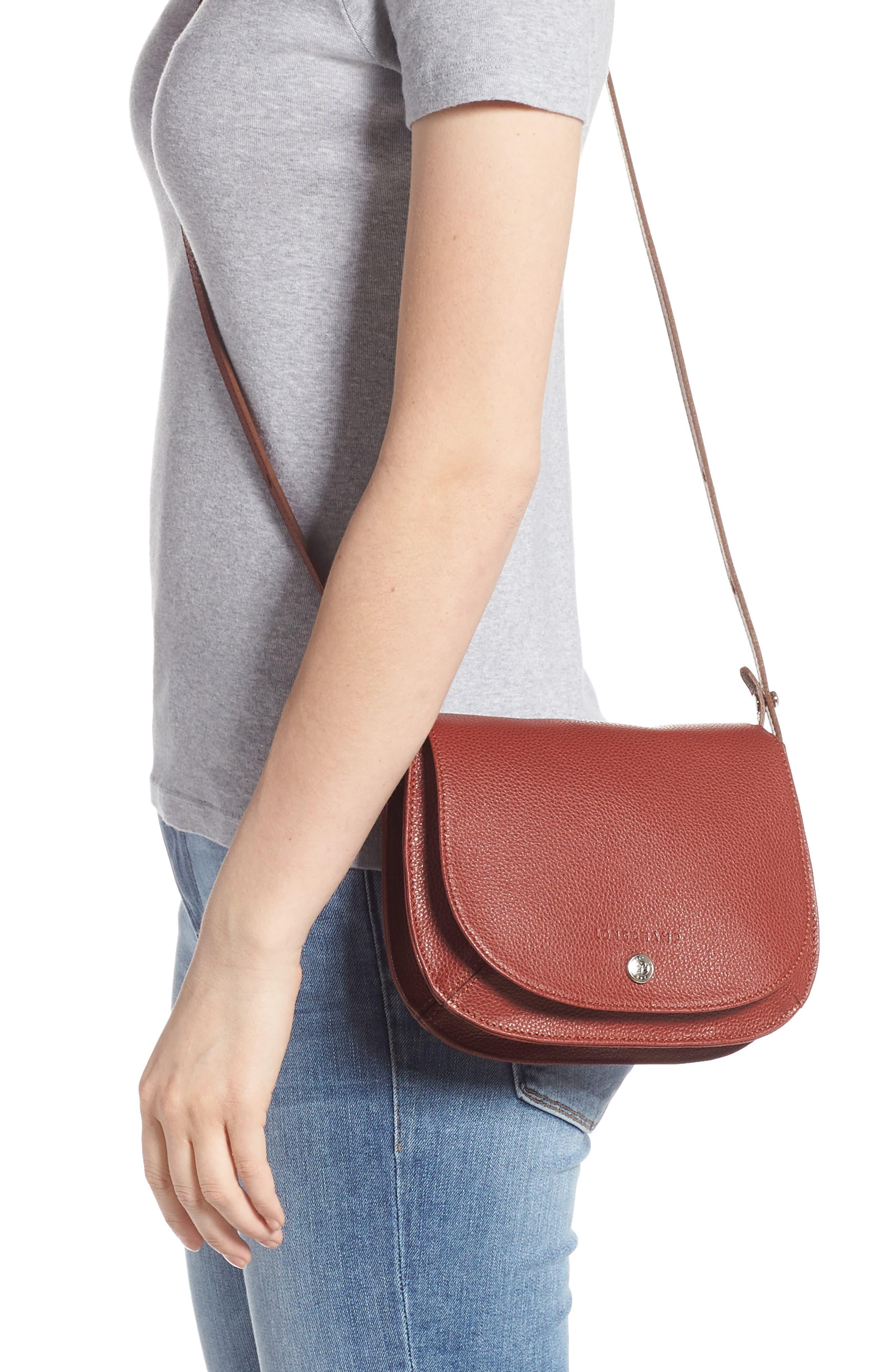 Longchamp Small Le Foulonne Leather Crossbody Bag in Chestnut (Brown ...