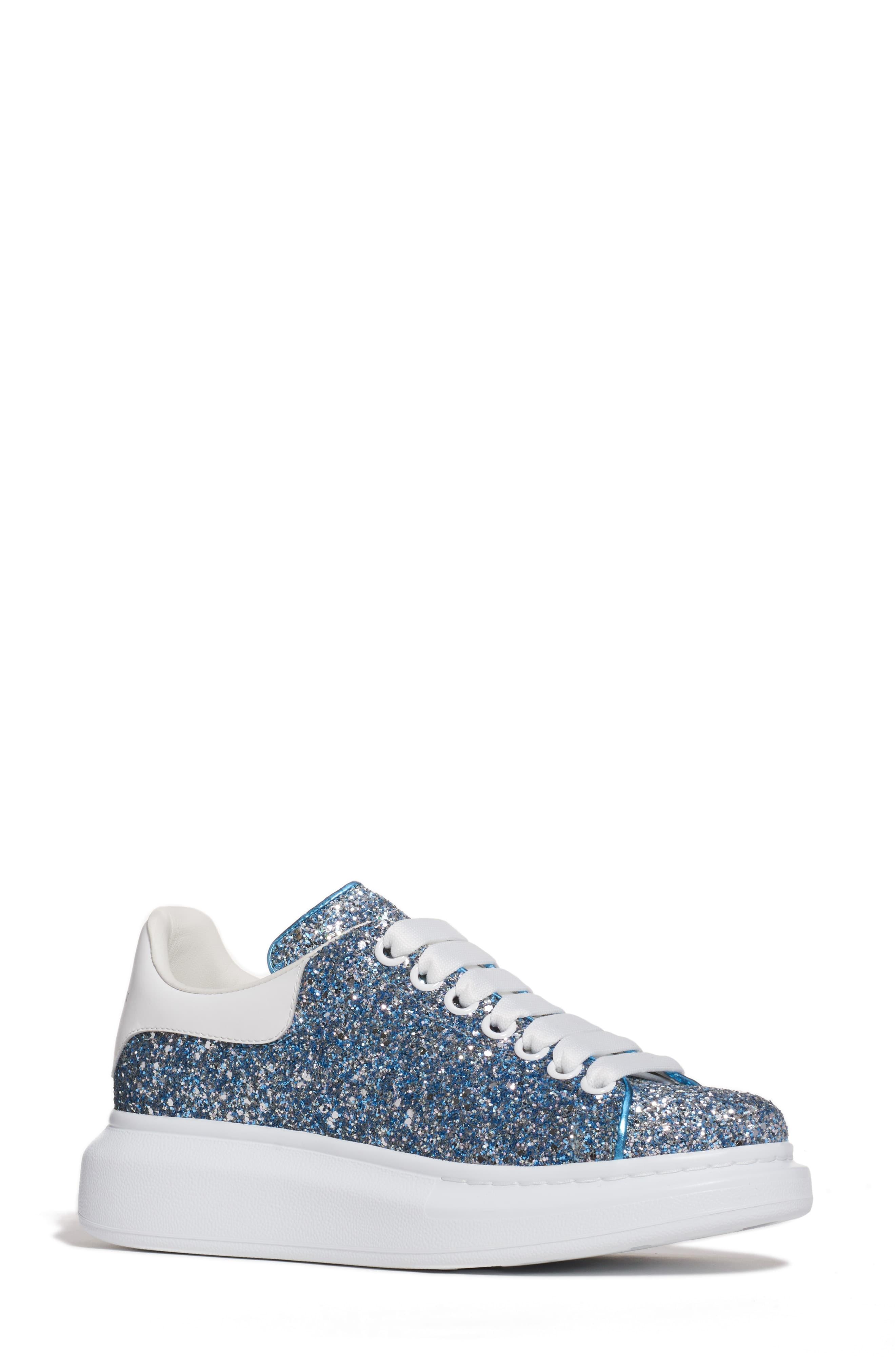 Alexander McQueen Suede 'oversized Sneaker' In Coarse Glitter in Blue