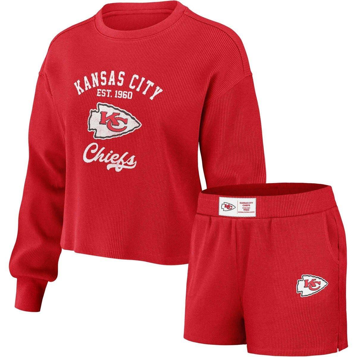 Women's Wear by Erin Andrews Red Kansas City Chiefs Plus Size Colorblock Long Sleeve T-Shirt