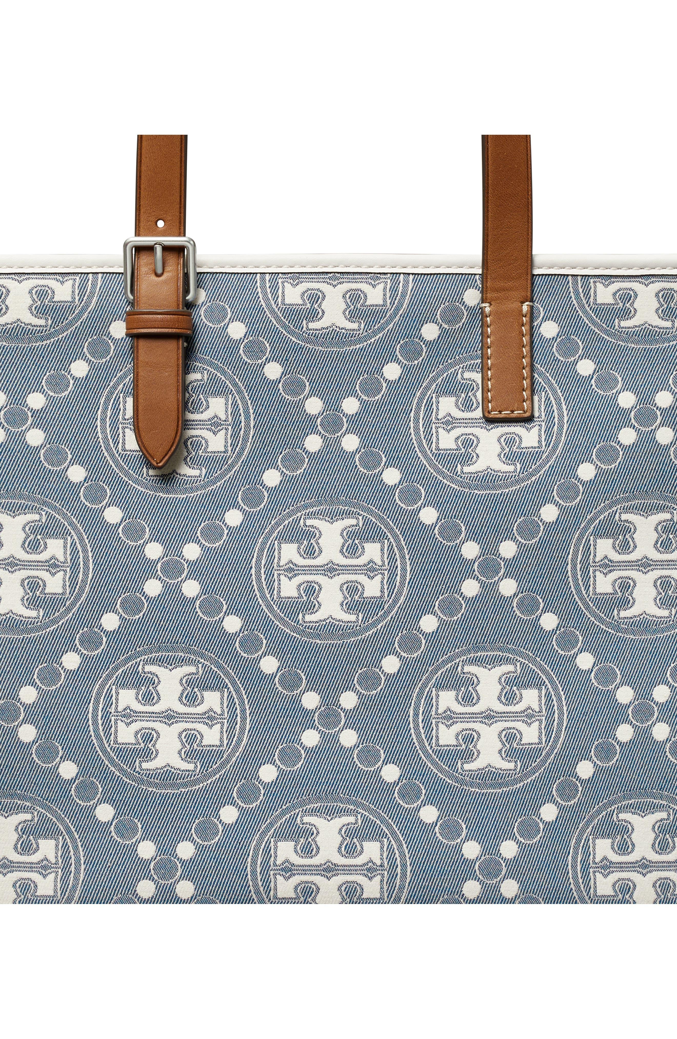 🆕 Tory Burch T Monogram Denim Mini Duffle Bag, Women's Fashion