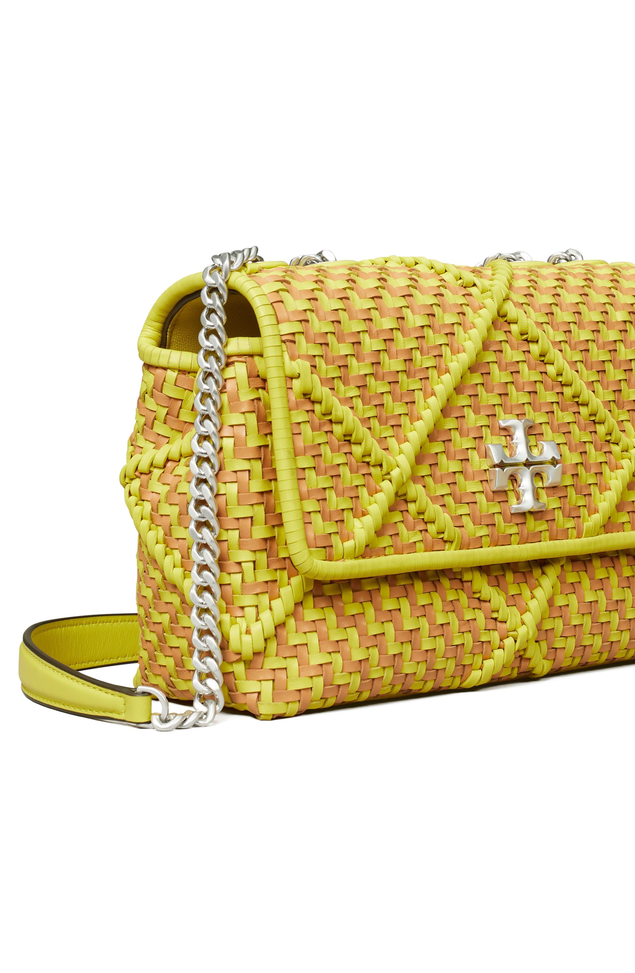 Tory Burch Small Kira Diamond Weave Convertible Leather Shoulder Bag in  Yellow