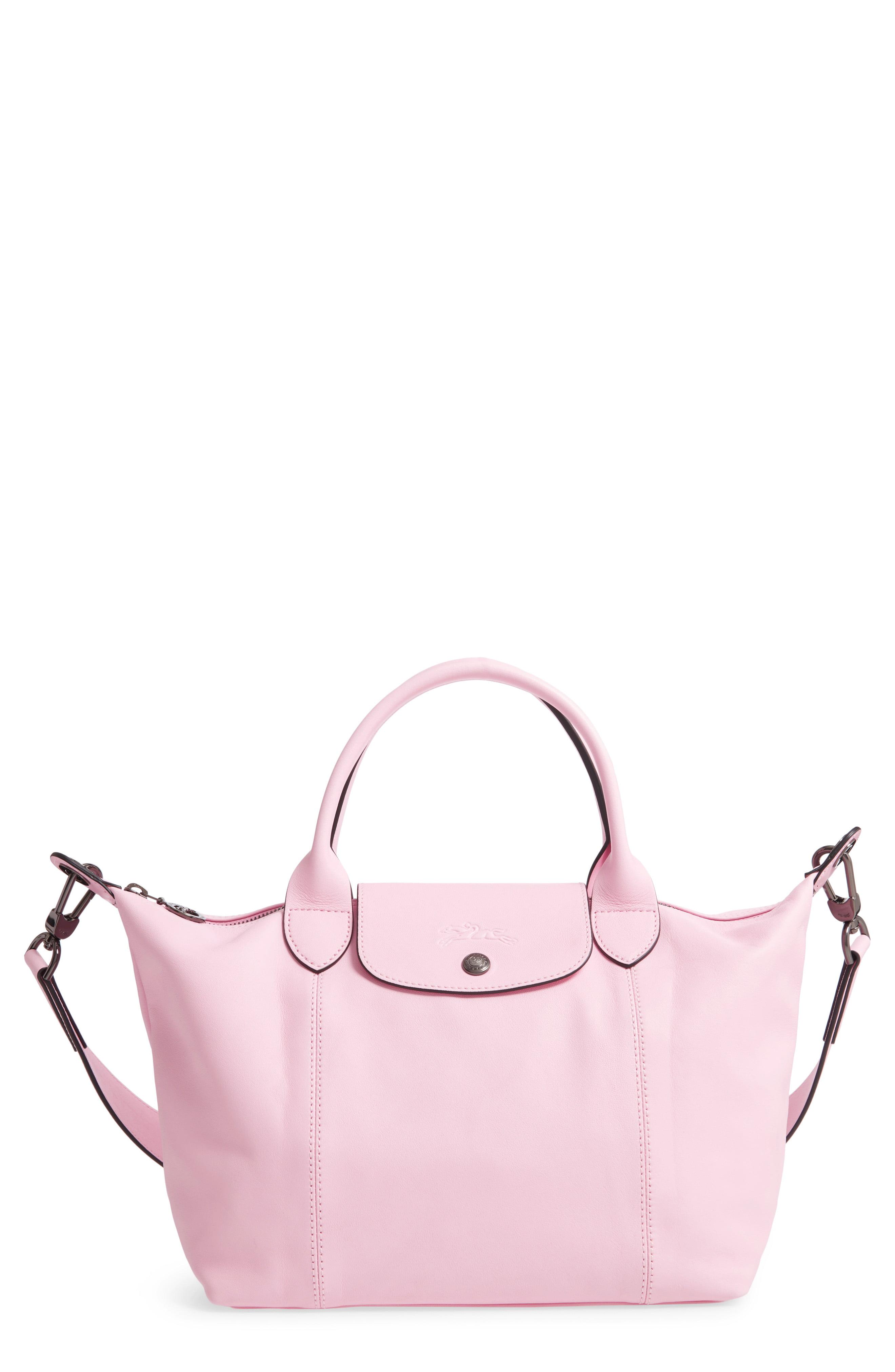 Longchamp Small Le Pliage Cuir Leather Shoulder Bag in Pink Lyst