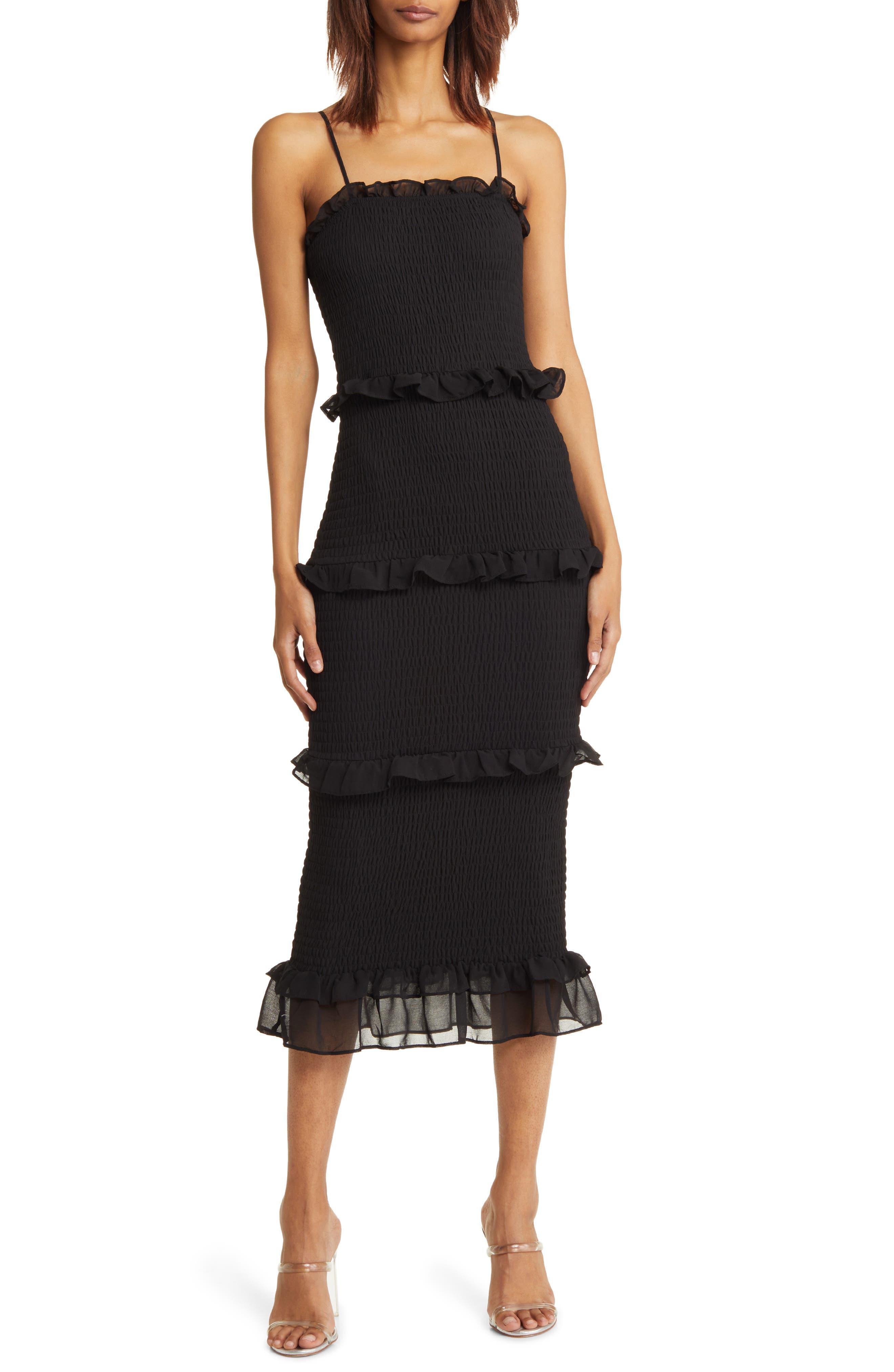 Bebe Smocked Cocktail Dress in Black Lyst