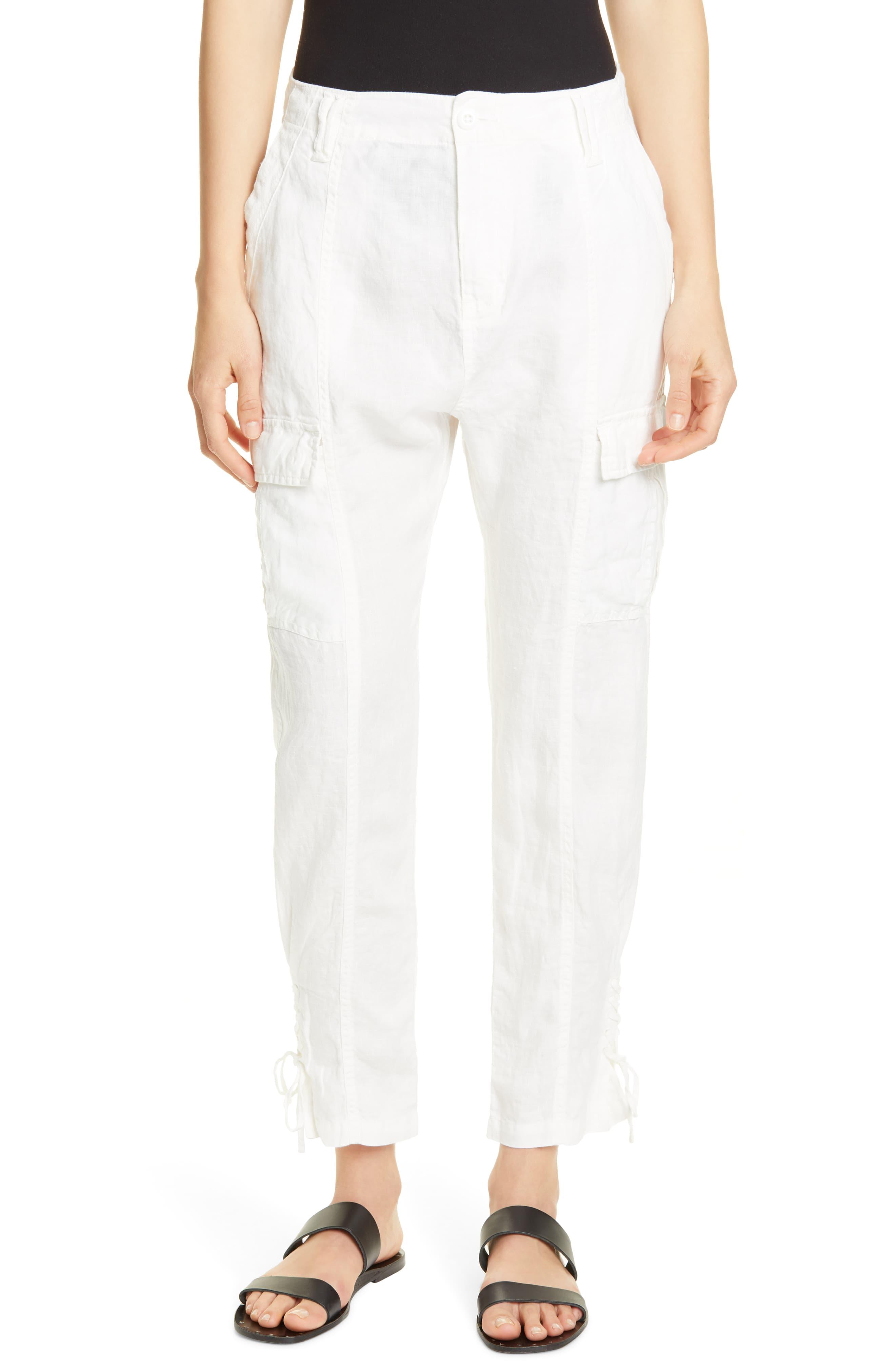 white porcelain cargo pants