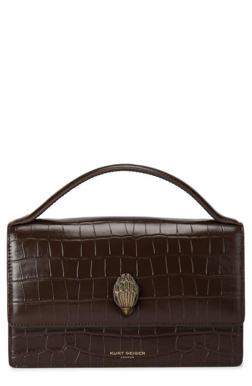 Kurt Geiger Bond Croc Embossed Leather Top Handle Bag in Brown Lyst