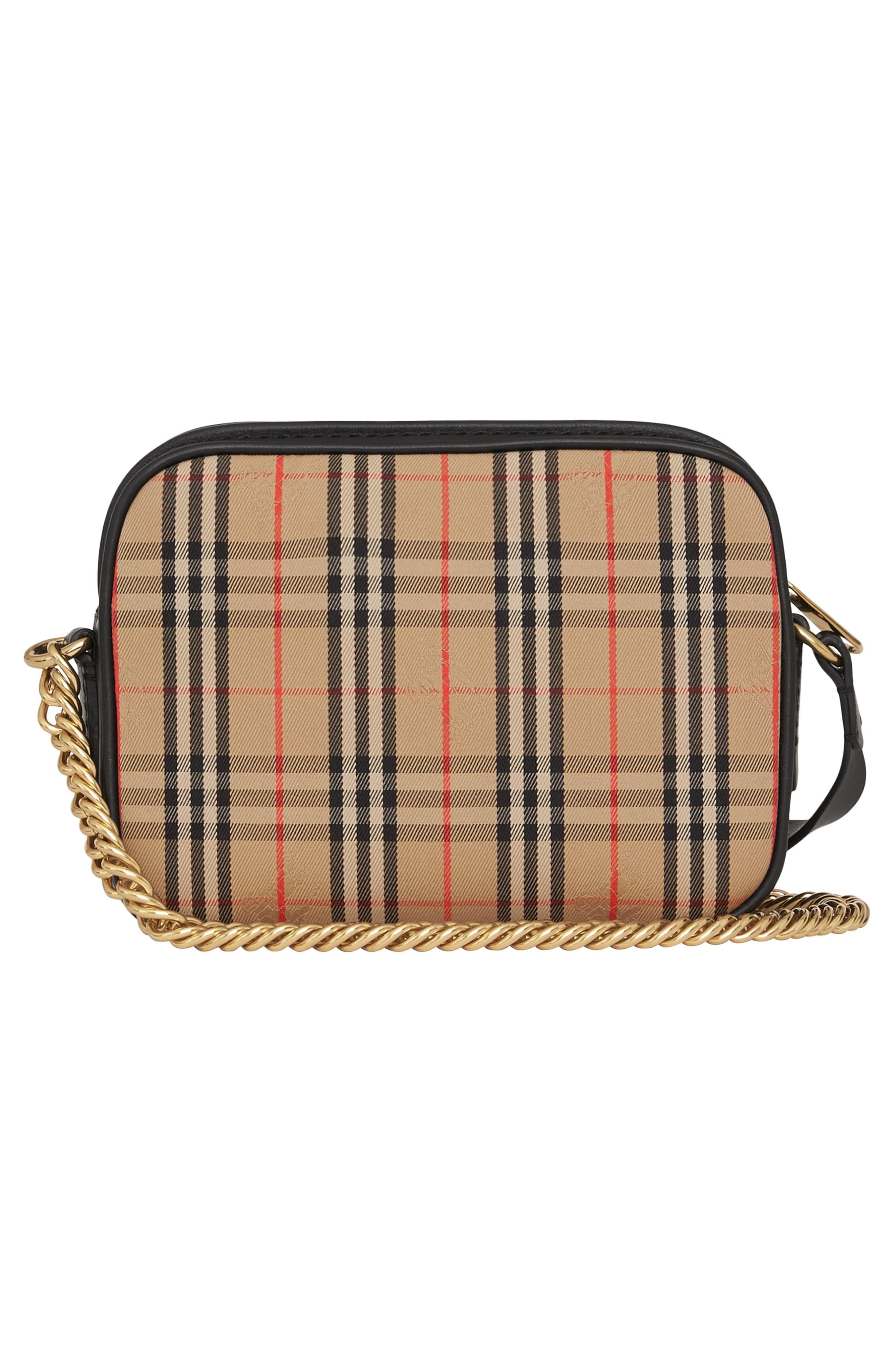 vintage check link crossbody camera bag