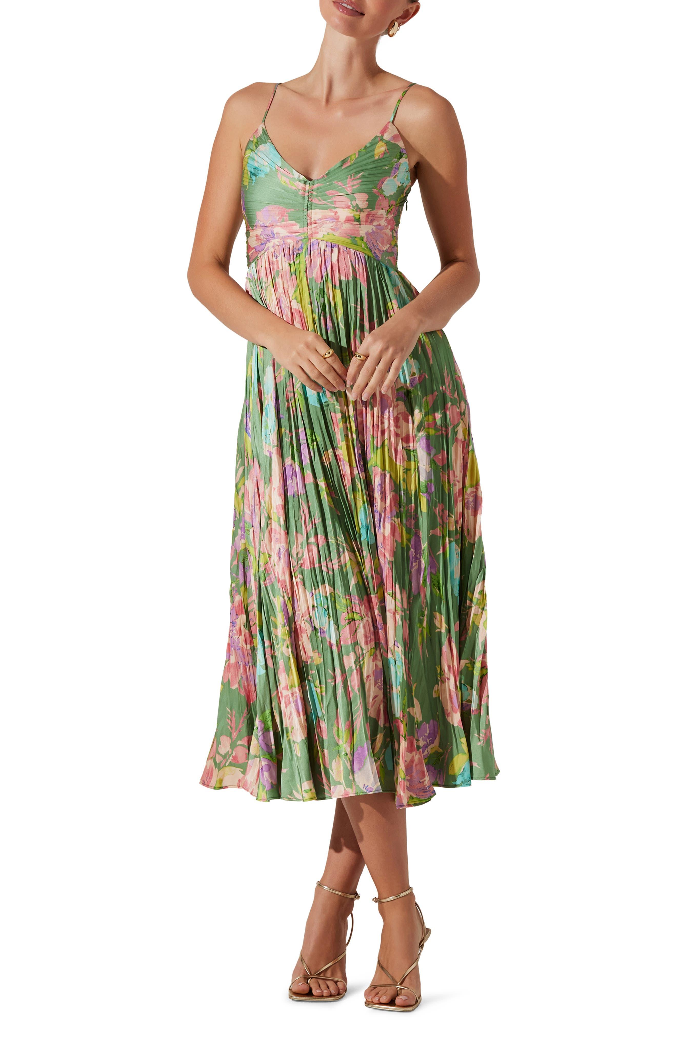 Astr Maeve Floral Midi Sundress in Green | Lyst