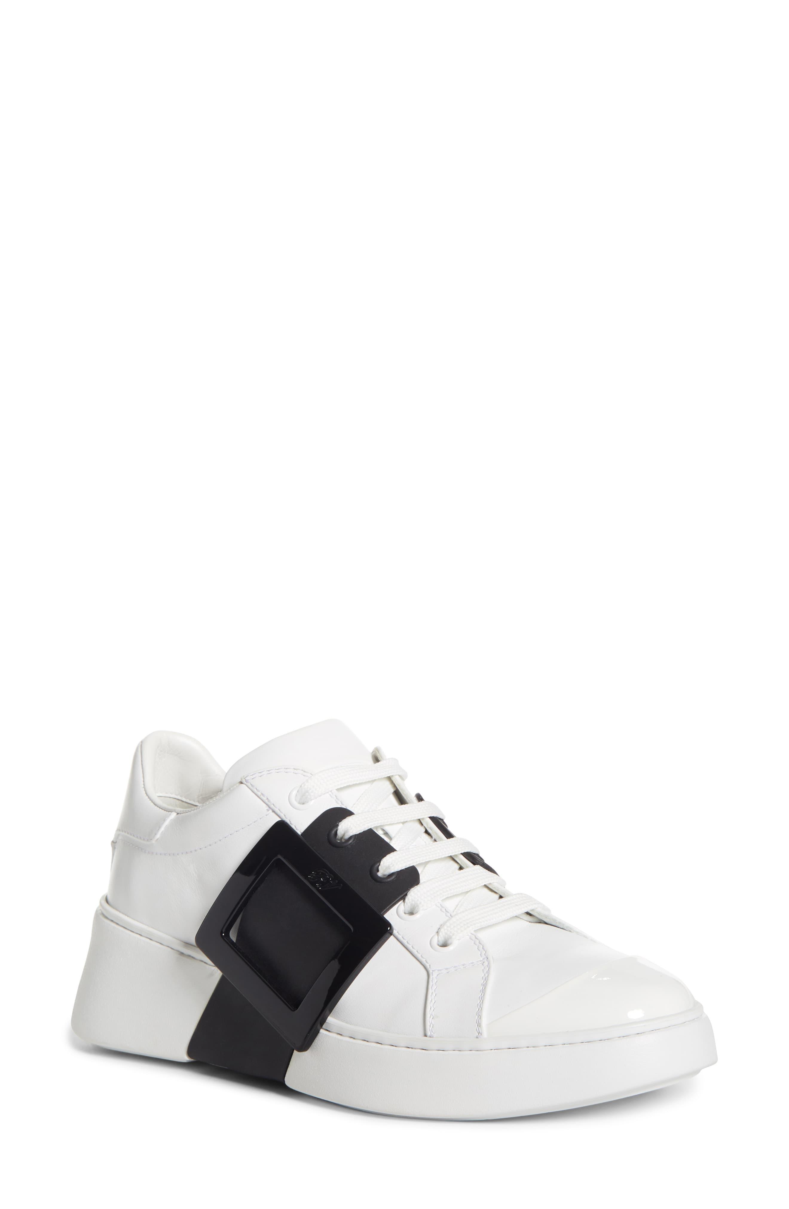 Roger Vivier Viv Buckle Skate Sneaker in White/ Black (White) - Lyst