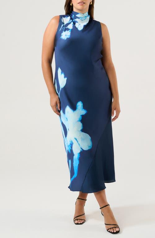 blue dress or gold dress picture Floral Applique Halter-neck Jersey Maxi Gown in Blue – CHICIDA