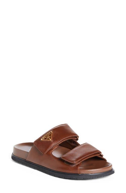 Prada Double Band Slide Sandal in Brown | Lyst