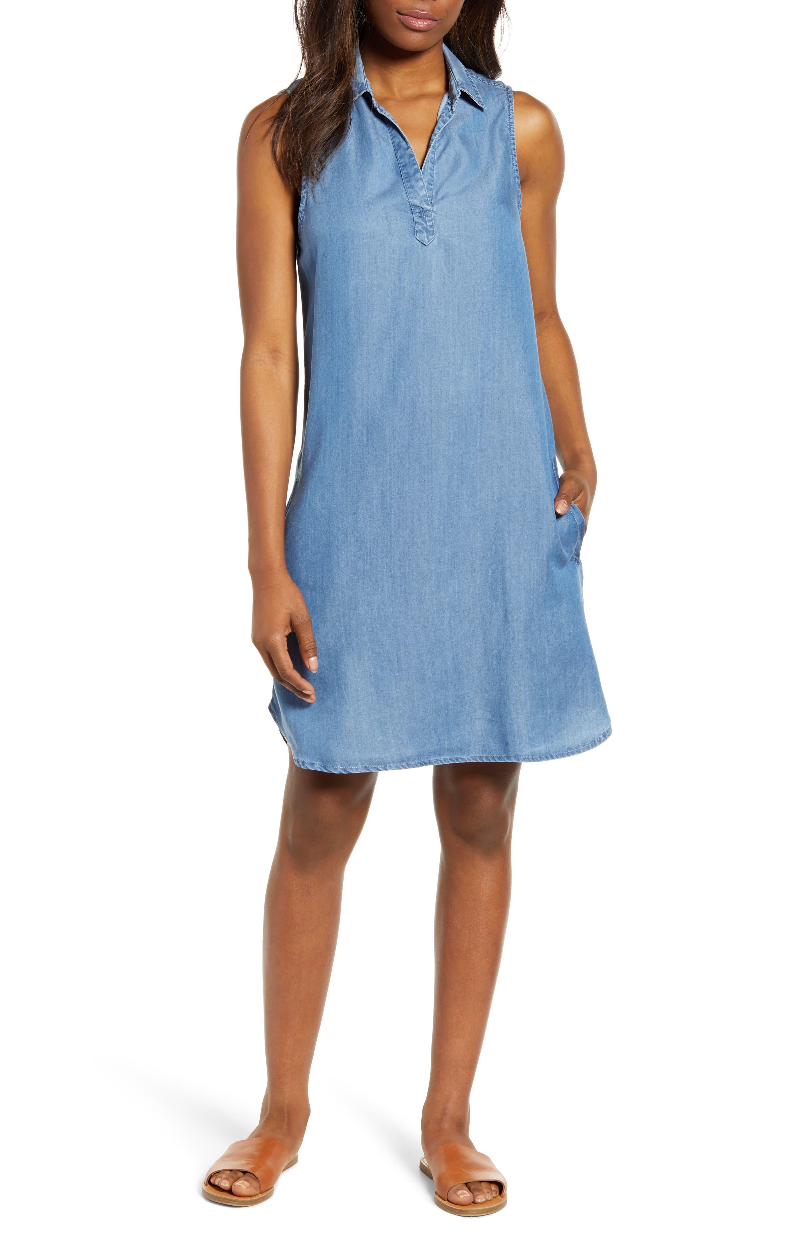 Beach Lunch Lounge Chambray Shift Dress in Blue - Lyst