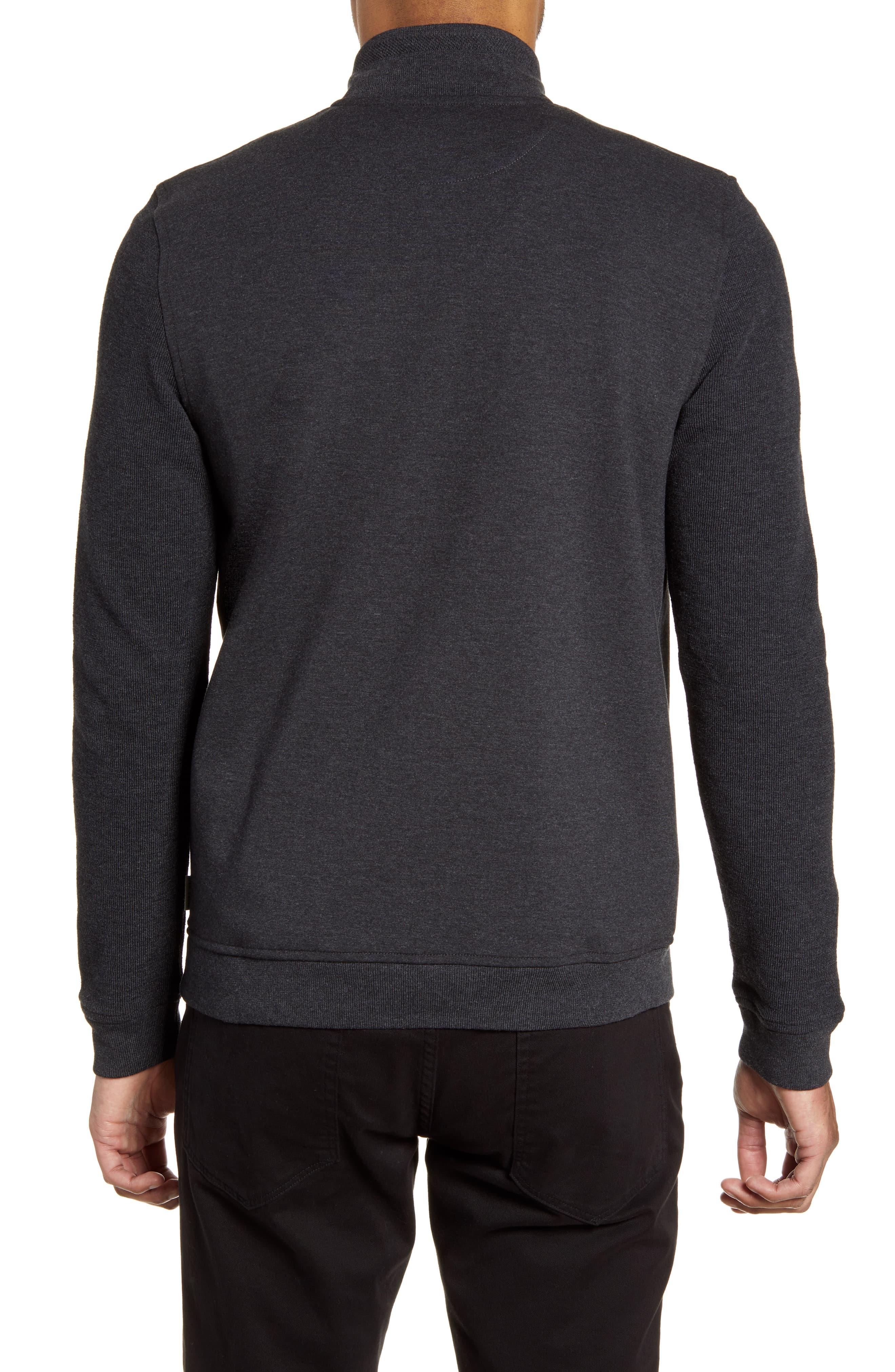 Ted Baker Fleece Curbing Slim Fit Quarter Zip Pullover in Charcoal