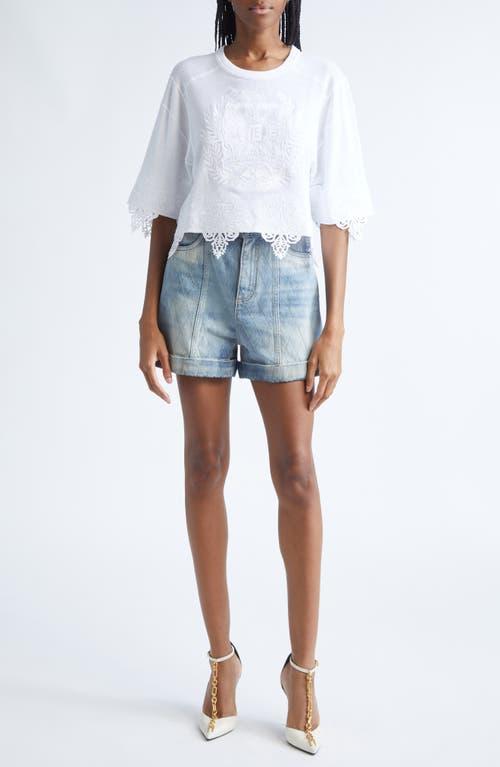 ショートパンツ Balmain Rose-Print Satin Shorts Balmain rose-print Satin Shorts | White | FARFETCH TW