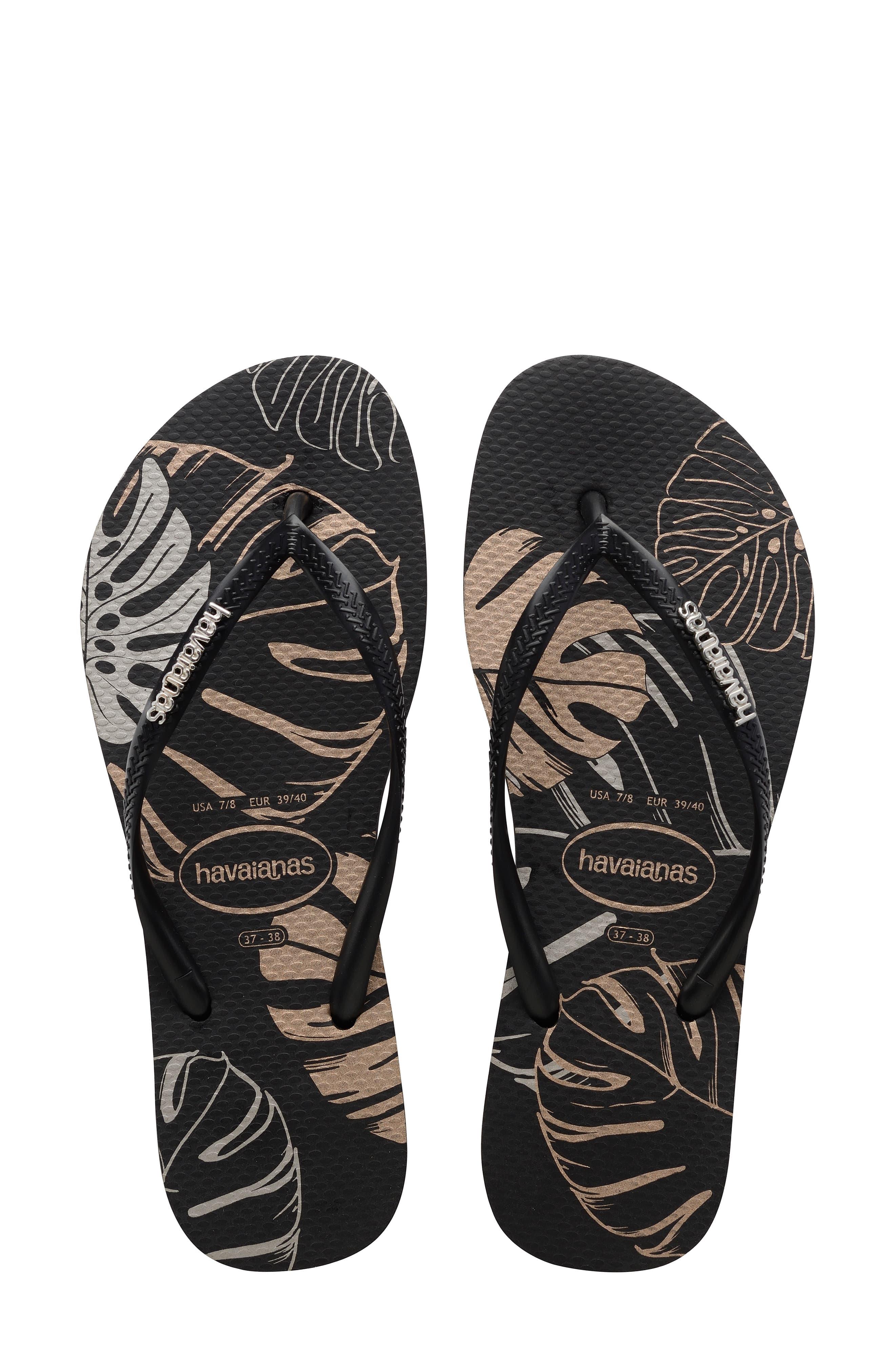 havaianas slim black flip flop