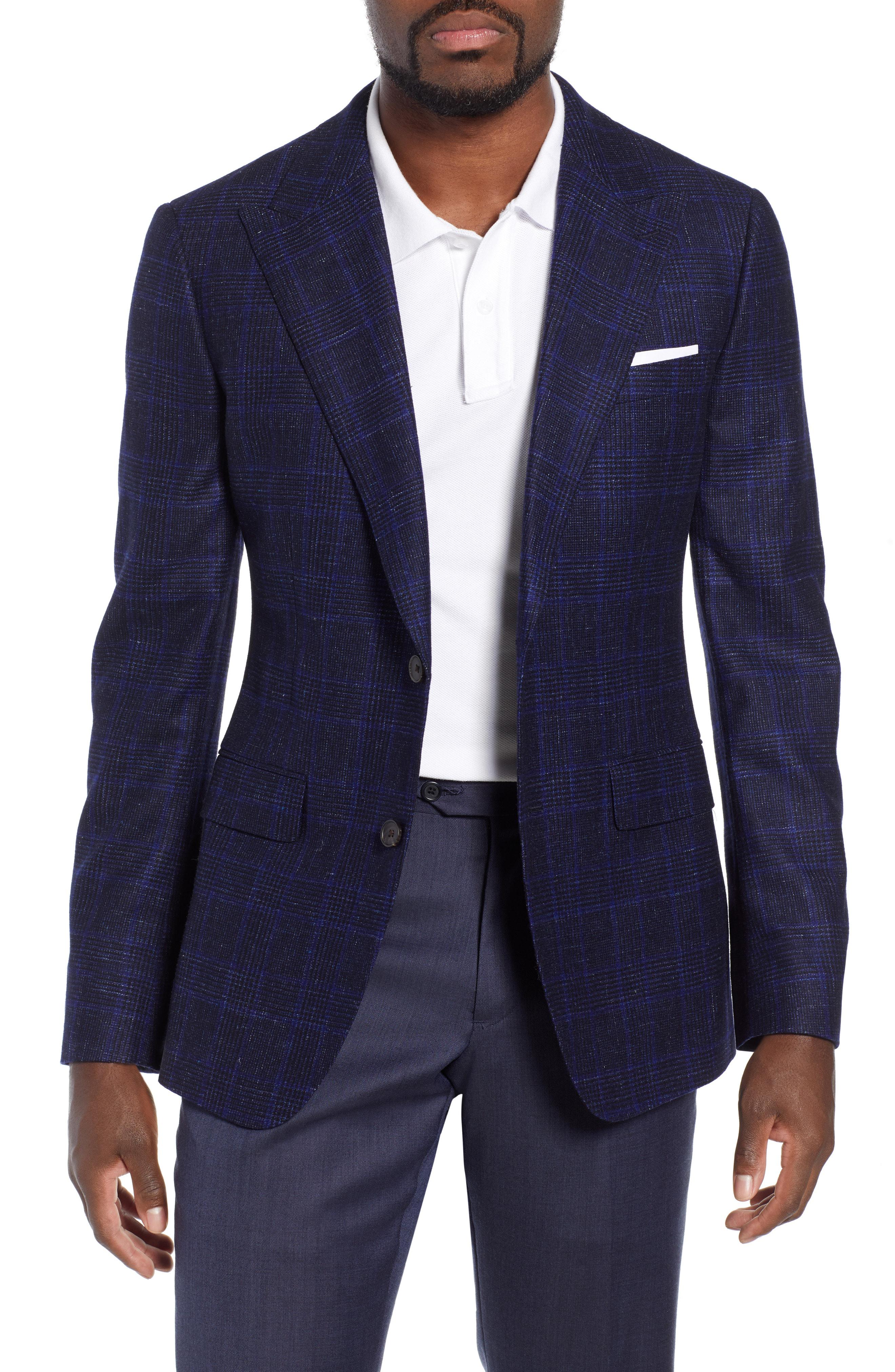 Lyst Bonobos Capstone Slim Fit Plaid Wool & Linen Sport Coat in Blue for Men