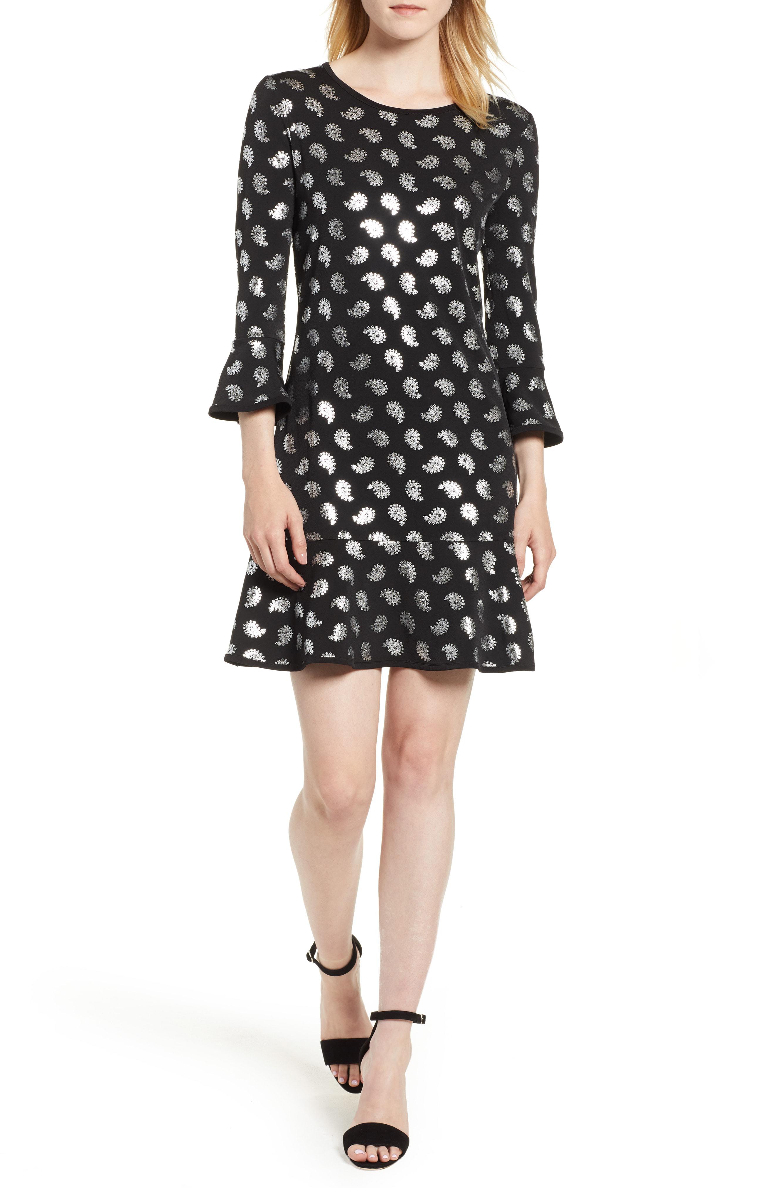 MICHAEL Michael Kors Synthetic Plus Printed Flounce Dress in Black Lyst