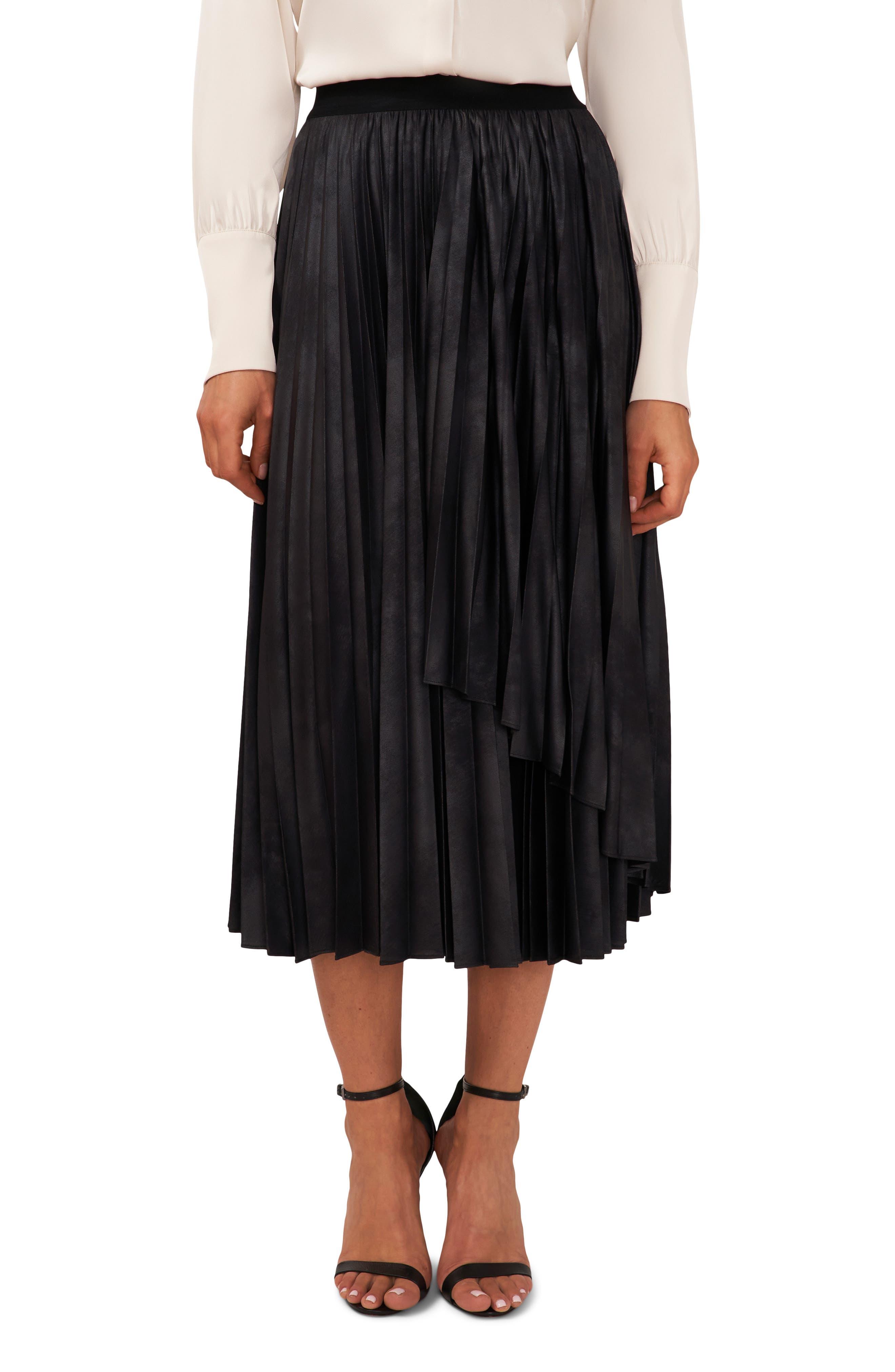 Halogen® Halogen(r) Pleated Faux Wrap Skirt in Black | Lyst