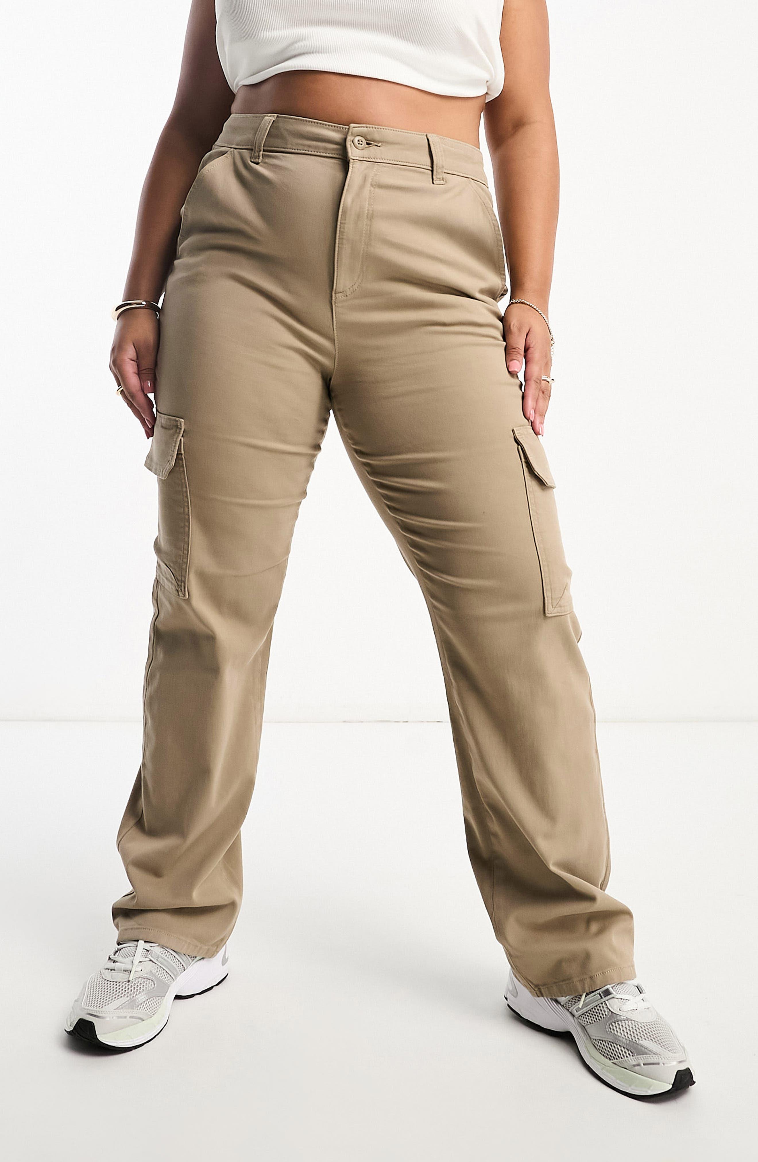 ASOS Curve Slim Cargo Pants in Natural Lyst